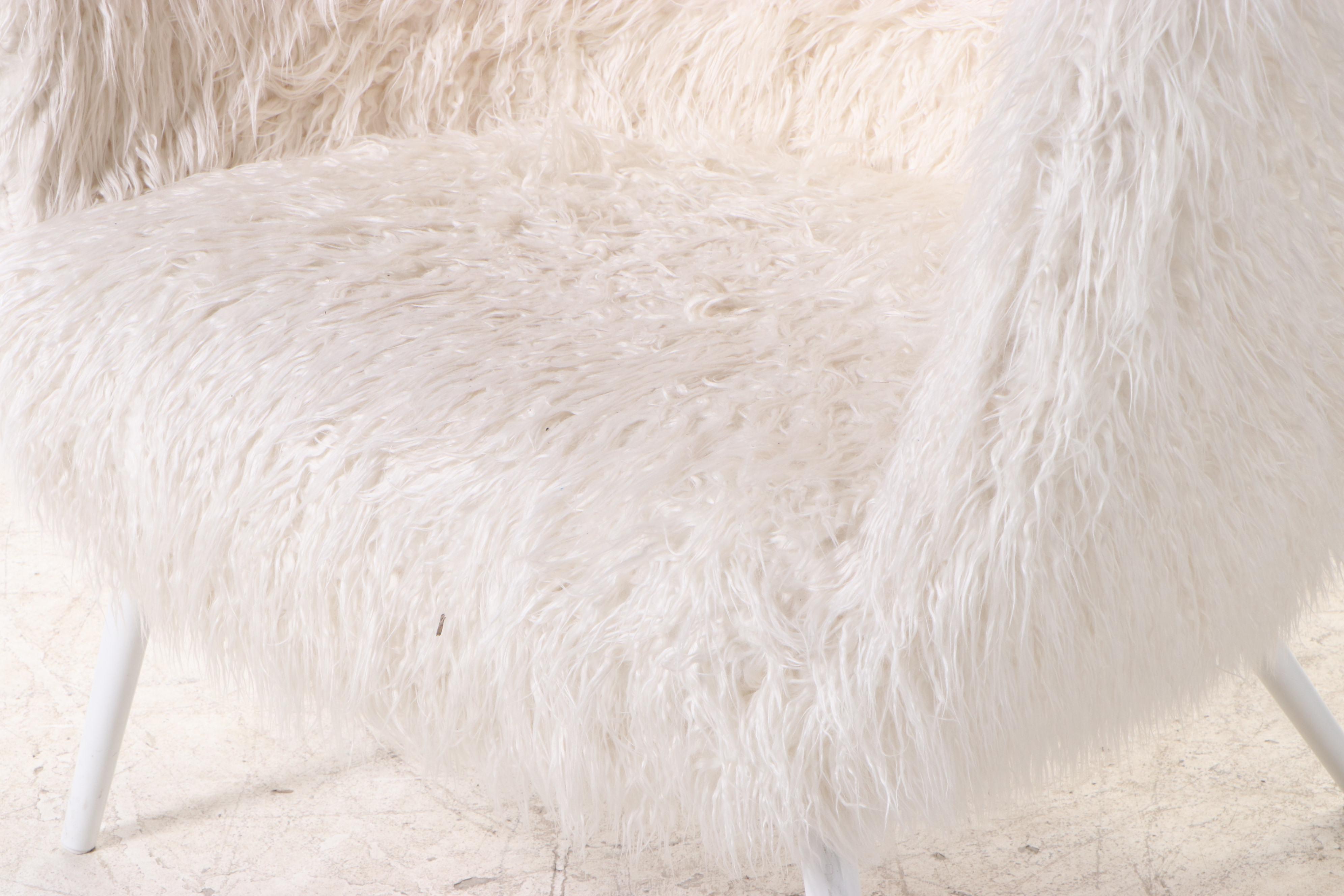 Pottery Barn Teen "Furlicious" Cave Chair Plus Faux-Fur Ottoman