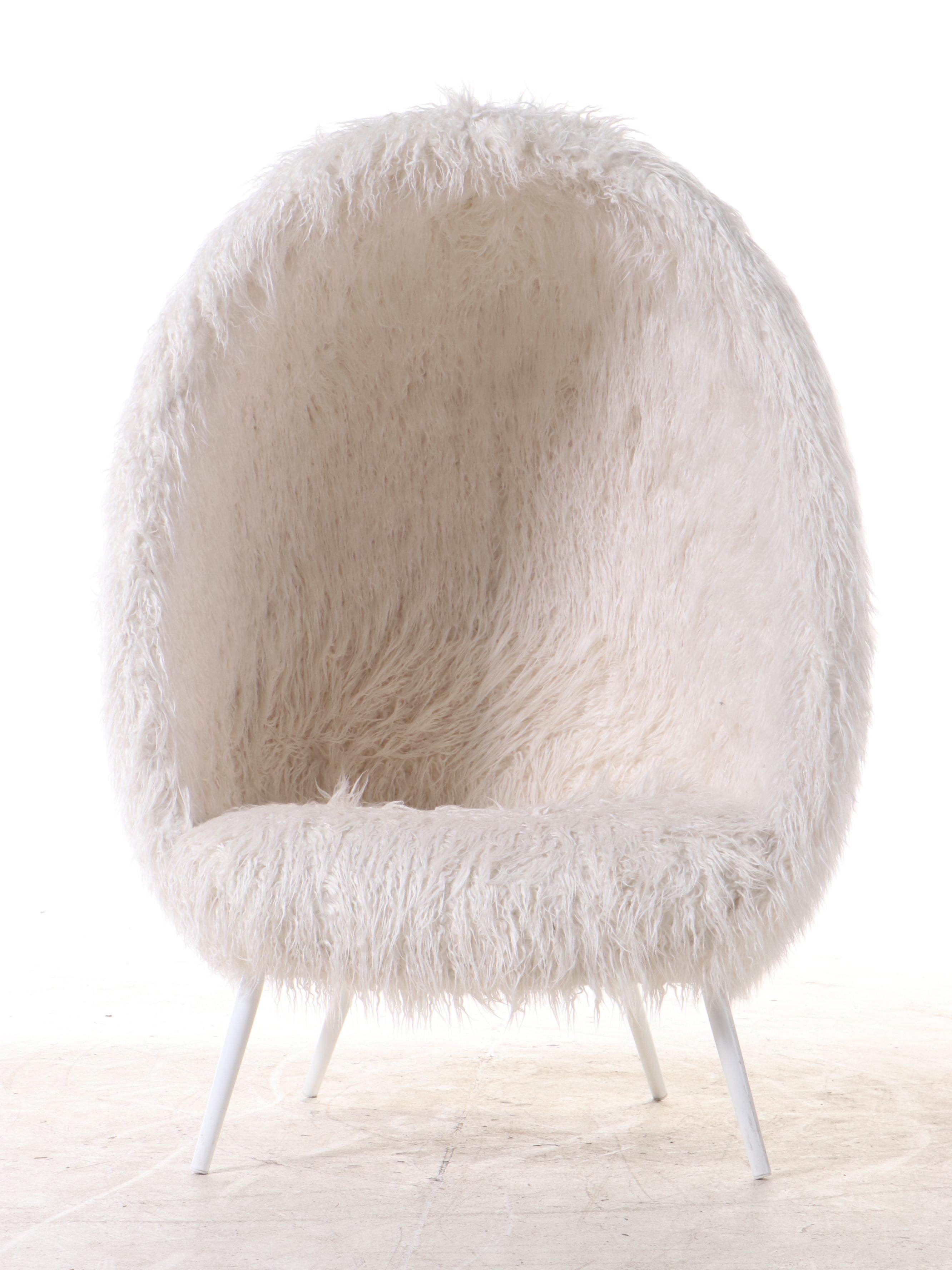 Pottery Barn Teen "Furlicious" Cave Chair Plus Faux-Fur Ottoman