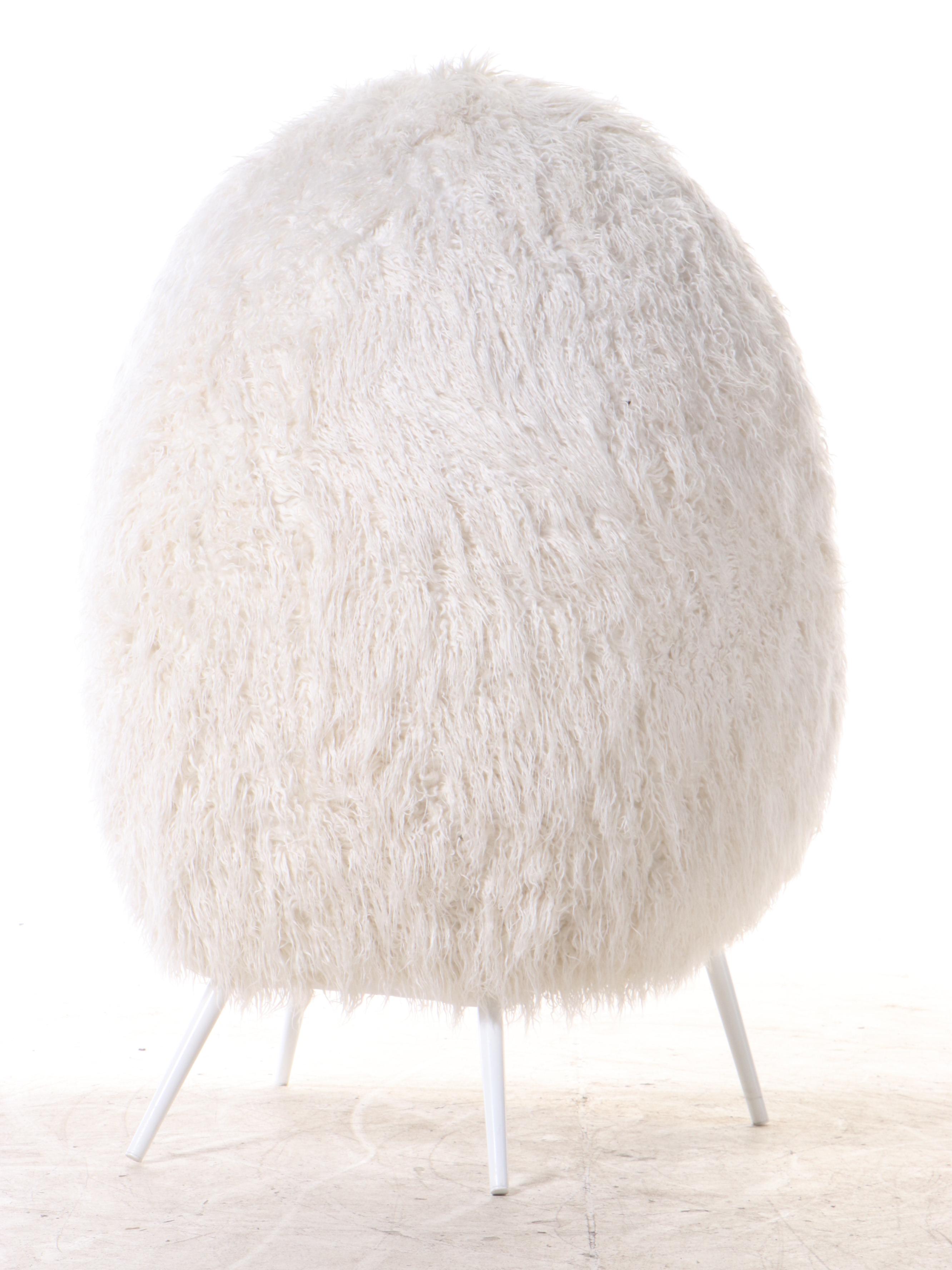 Pottery Barn Teen "Furlicious" Cave Chair Plus Faux-Fur Ottoman