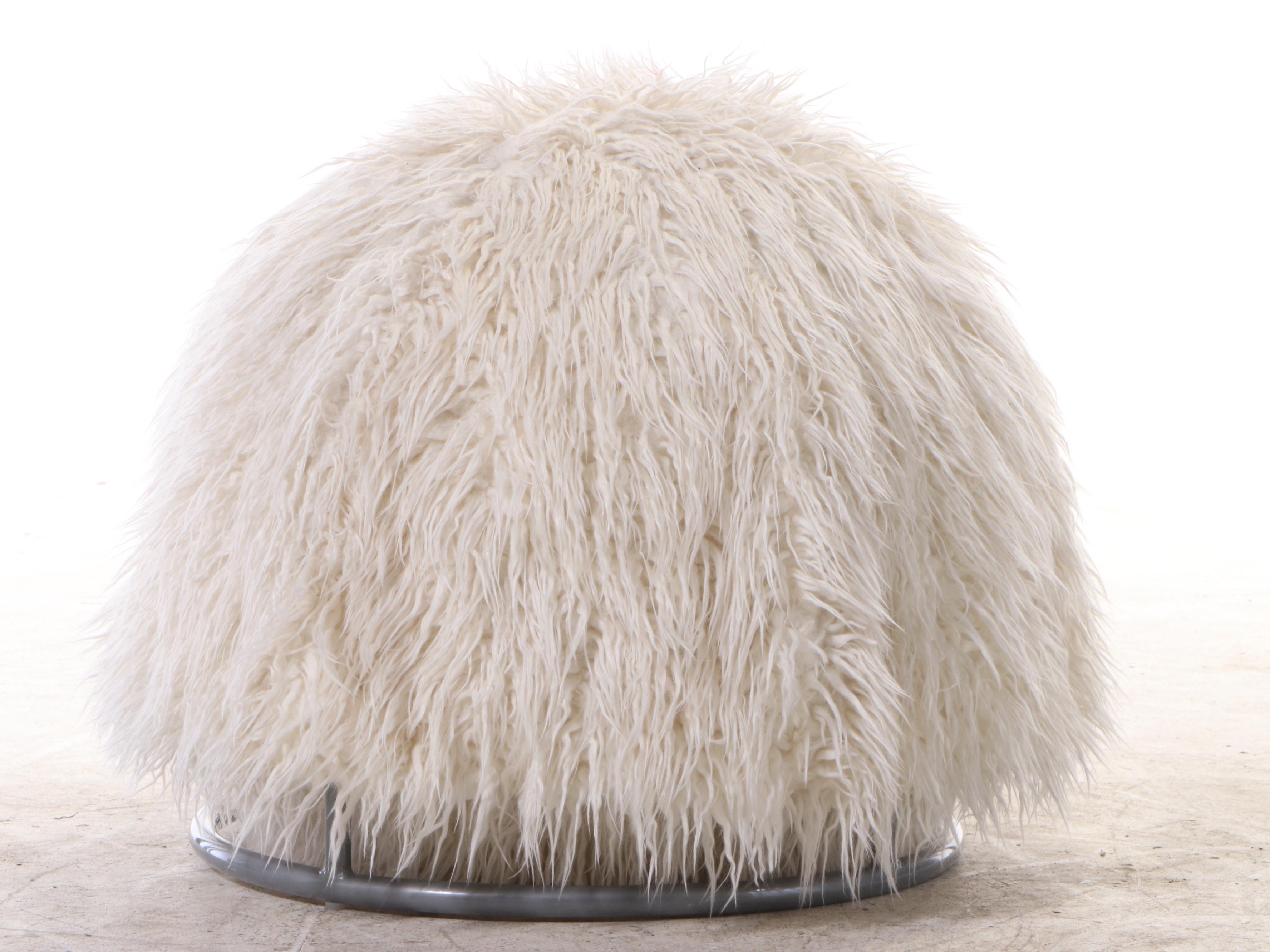 Pottery Barn Teen "Furlicious" Cave Chair Plus Faux-Fur Ottoman