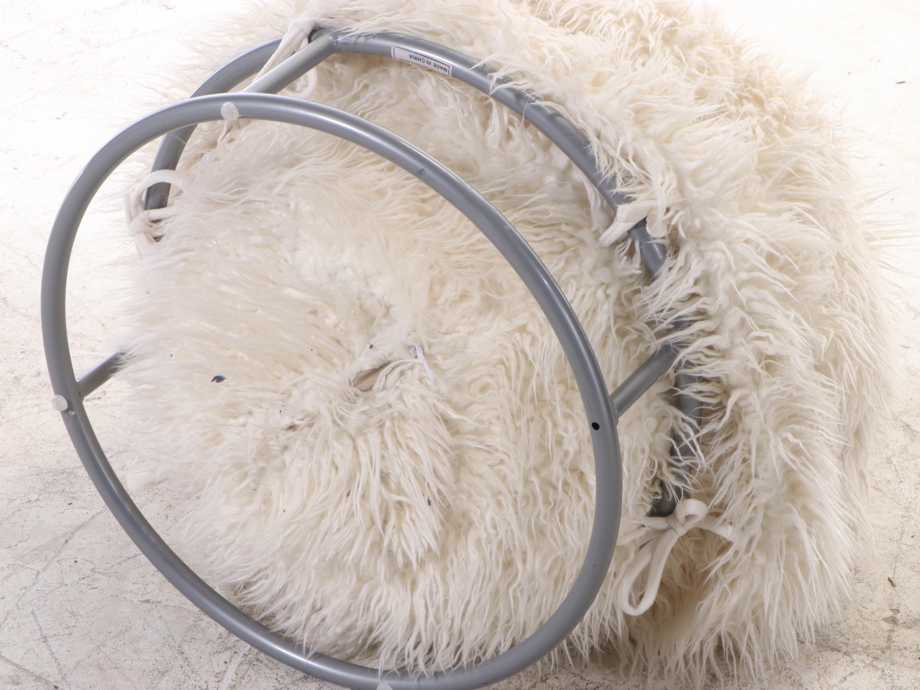 Pottery Barn Teen "Furlicious" Cave Chair Plus Faux-Fur Ottoman