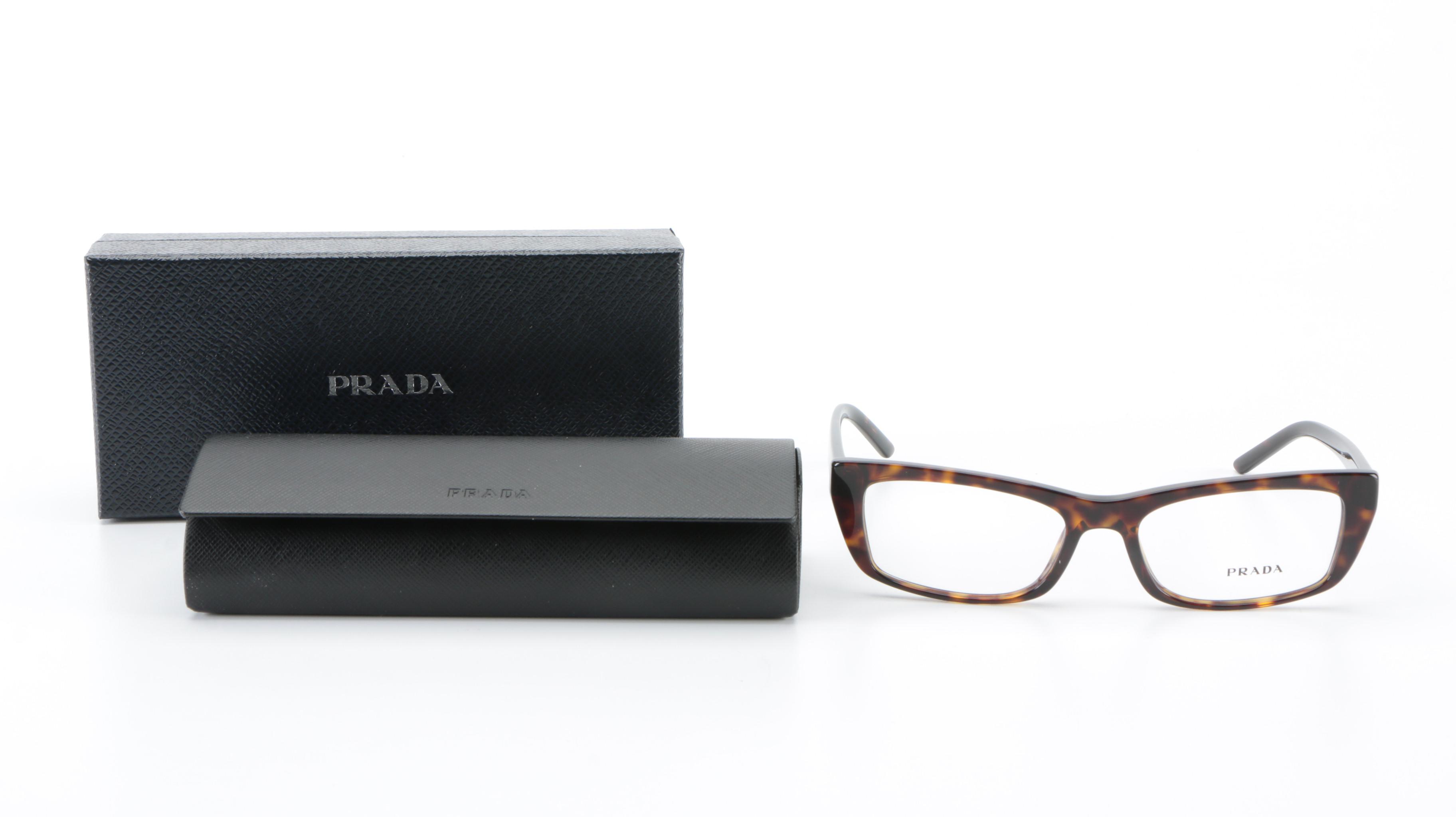 Prada VPR 10X Rectangular Eyeglasses with Case and Box