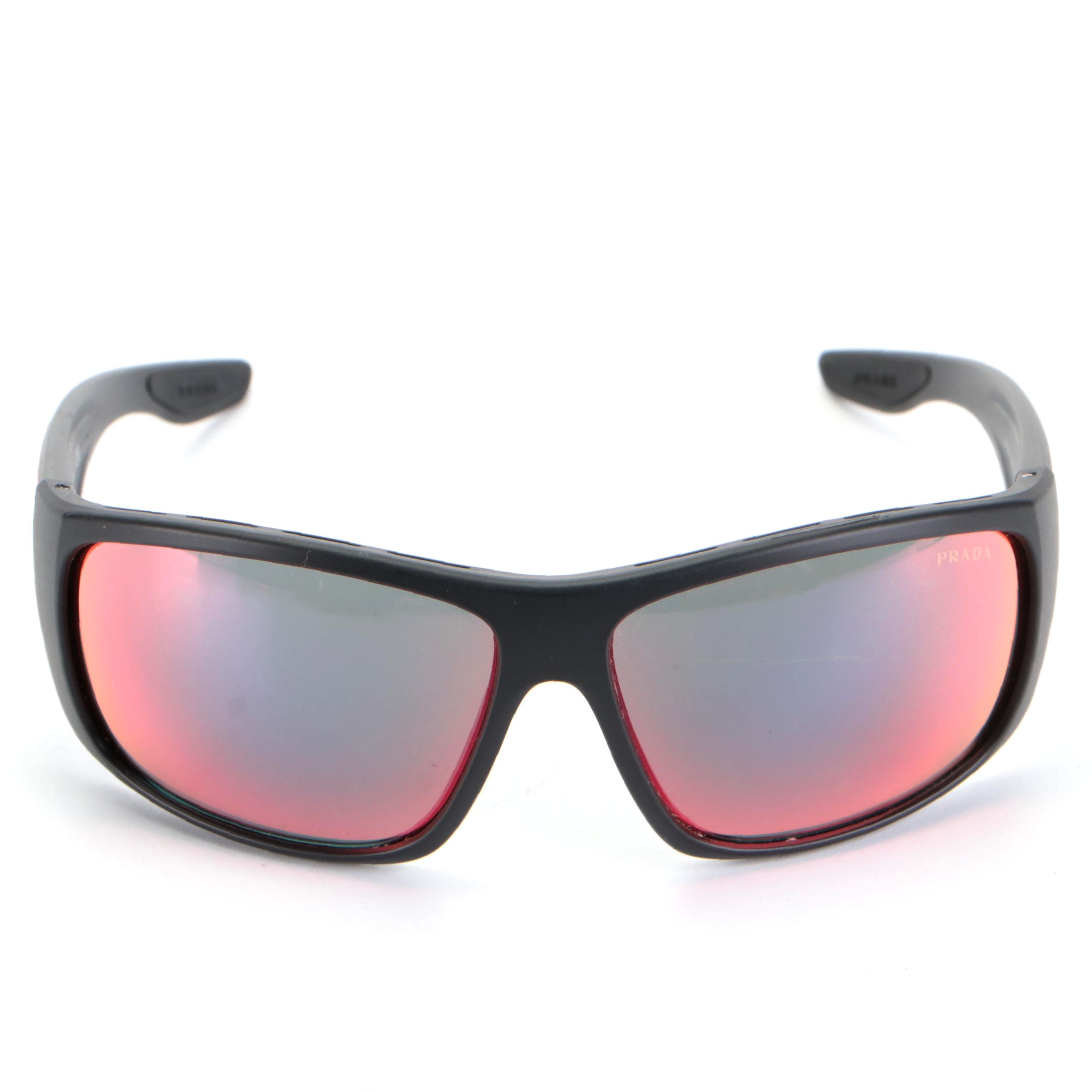 Prada Linea Rossa SPS04V Mirror Lens Sunglasses in Matte Black with Box and Case