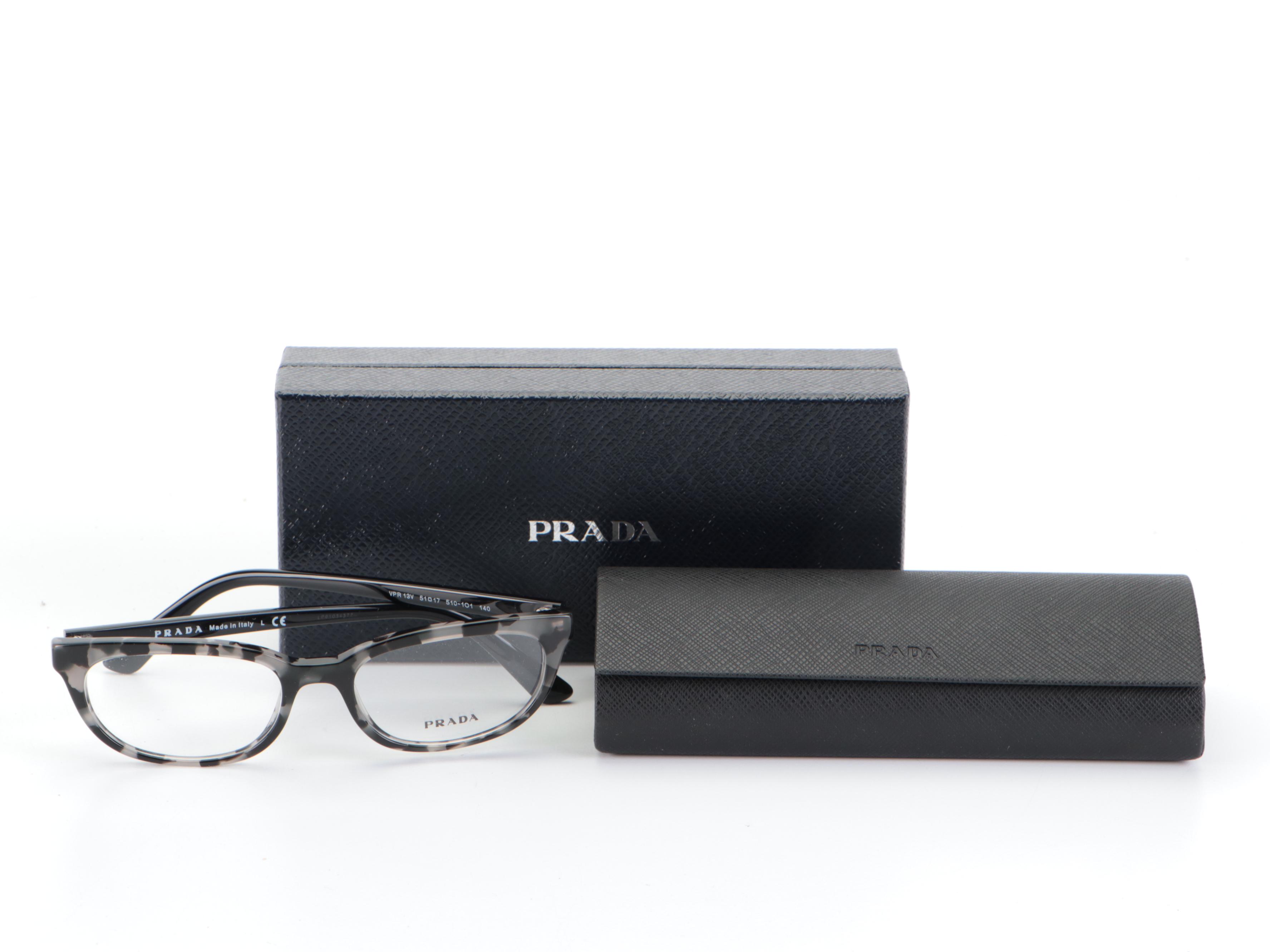 Prada VPR13V Eyeglasses in Grey/Black Havana with Case and Box