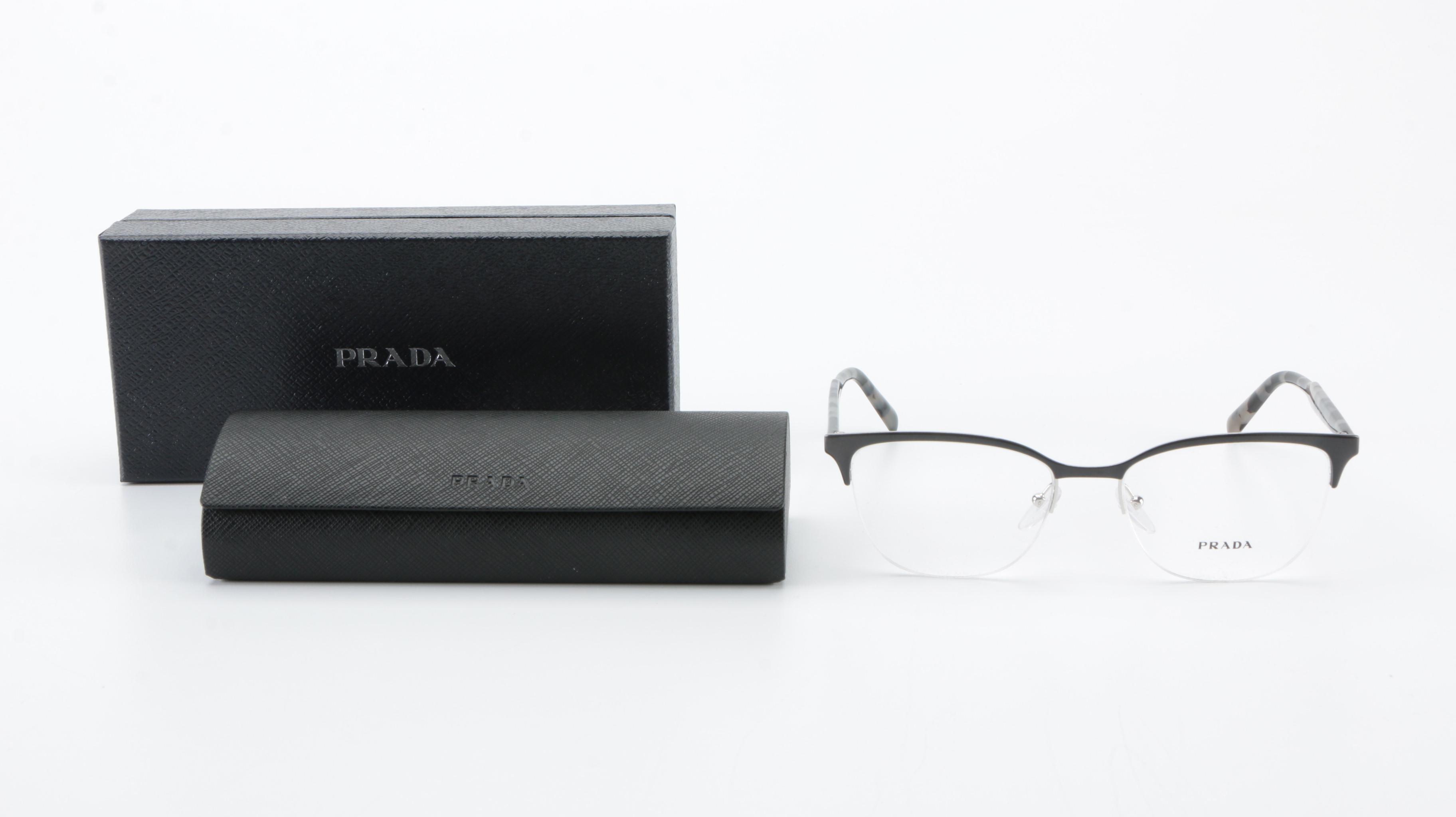 Prada VPR53V Browline Eyeglasses with Case and Box