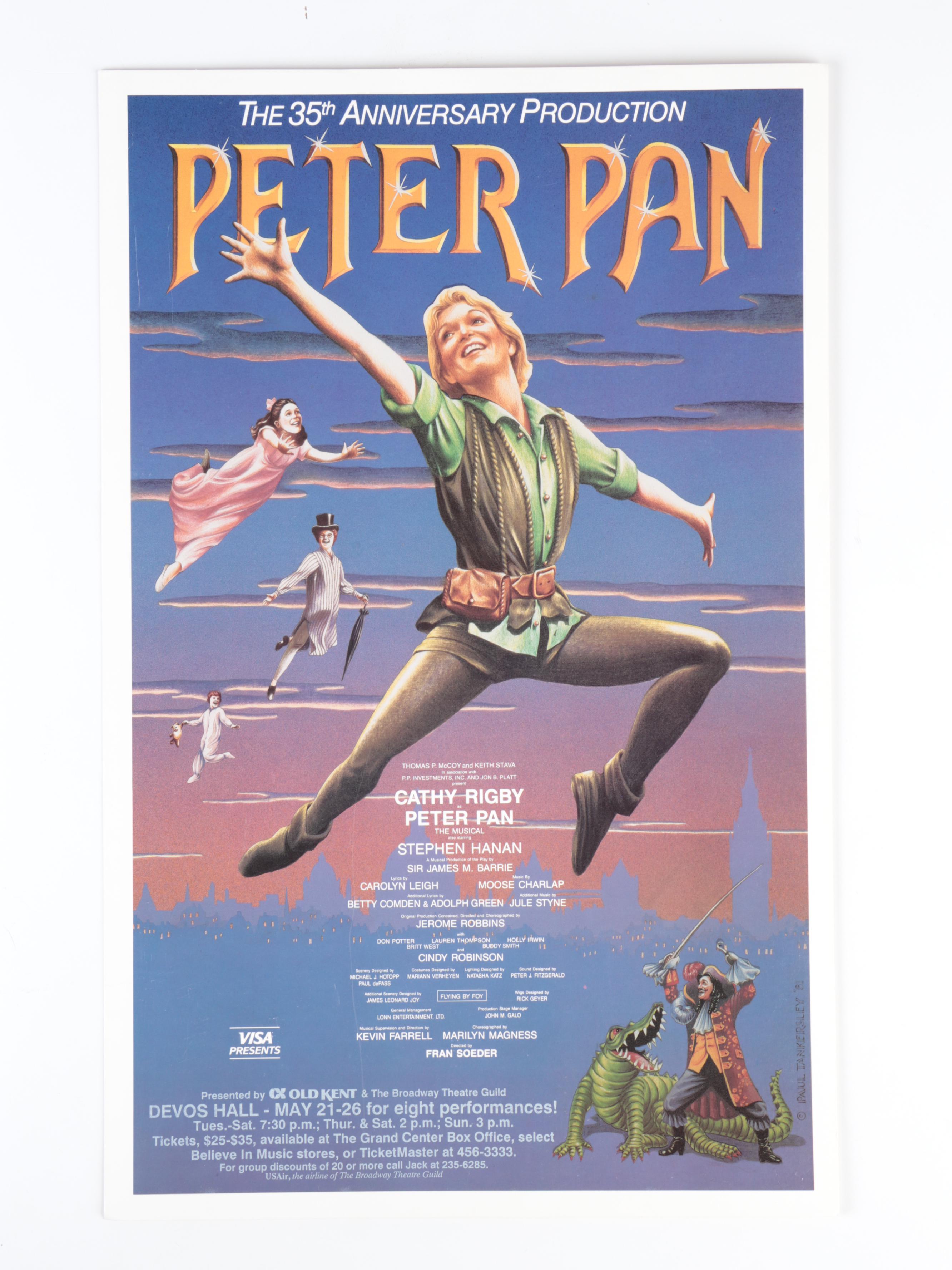 Cathy Rigby and "Peter Pan" Cast Signed Poster with Extra Unsigned Poster