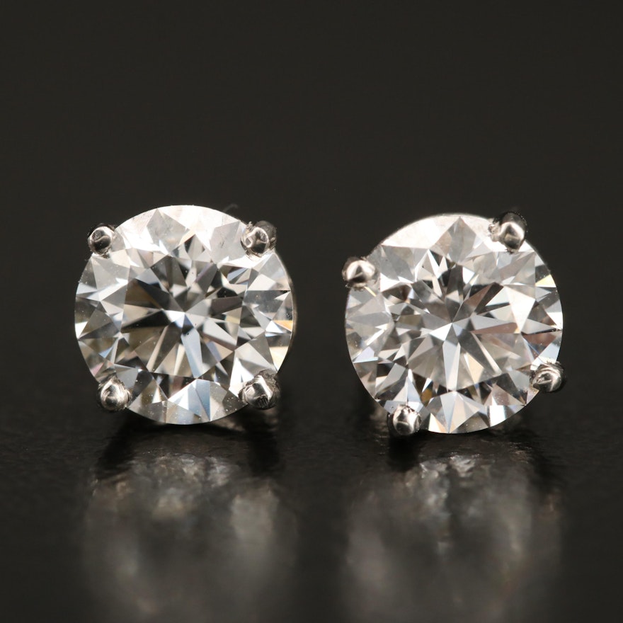 Platinum 2.27 CTW Diamond Stud Earrings with IGI Reports