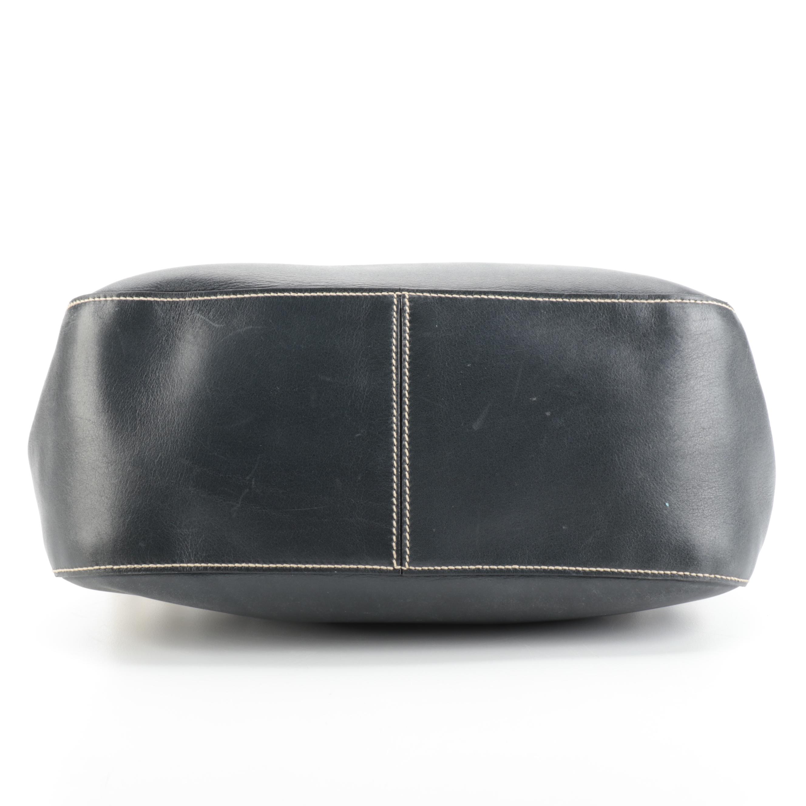 Prada Shoulder Bag in Contrast Stitched Midnight Blue Leather with Chain Strap