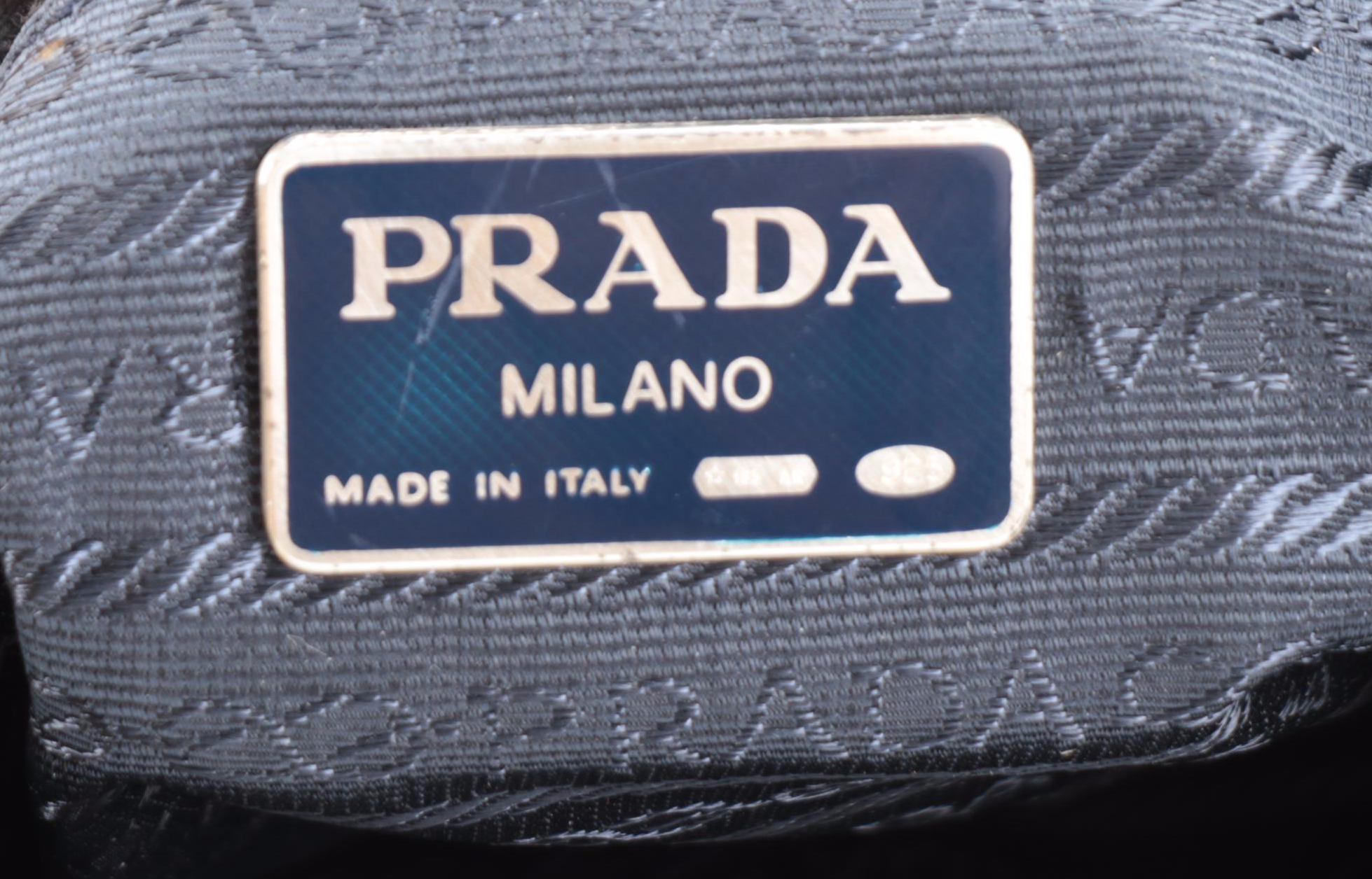 Prada Shoulder Bag in Contrast Stitched Midnight Blue Leather with Chain Strap