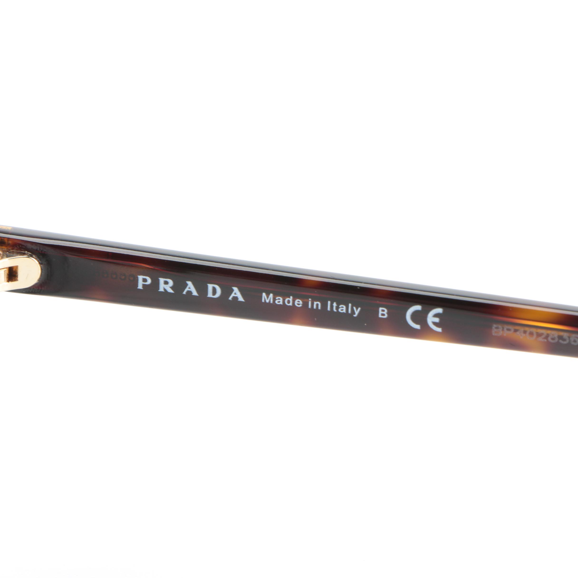 Prada VPR 04X Modified Cat Eye Eyeglasses in Dark Havana with Case