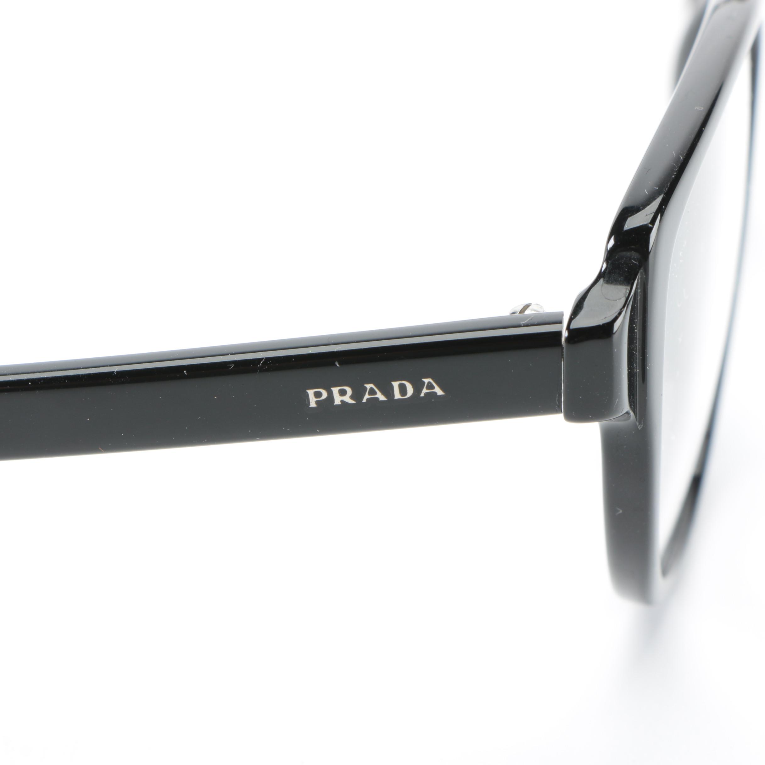 Prada VPR 12V Modified Cat Eye Eyeglasses in Black with Case