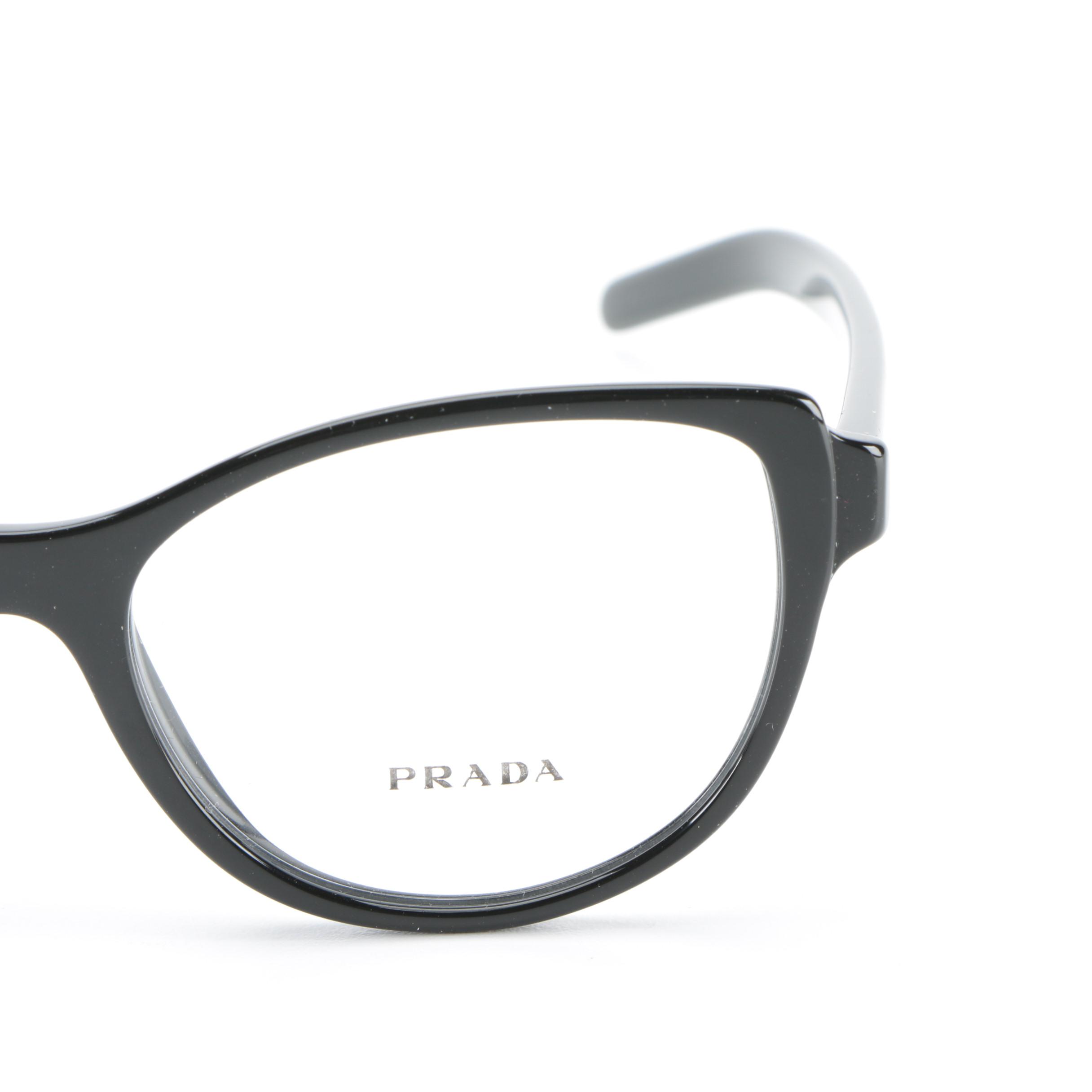 Prada VPR 12V Modified Cat Eye Eyeglasses in Black with Case