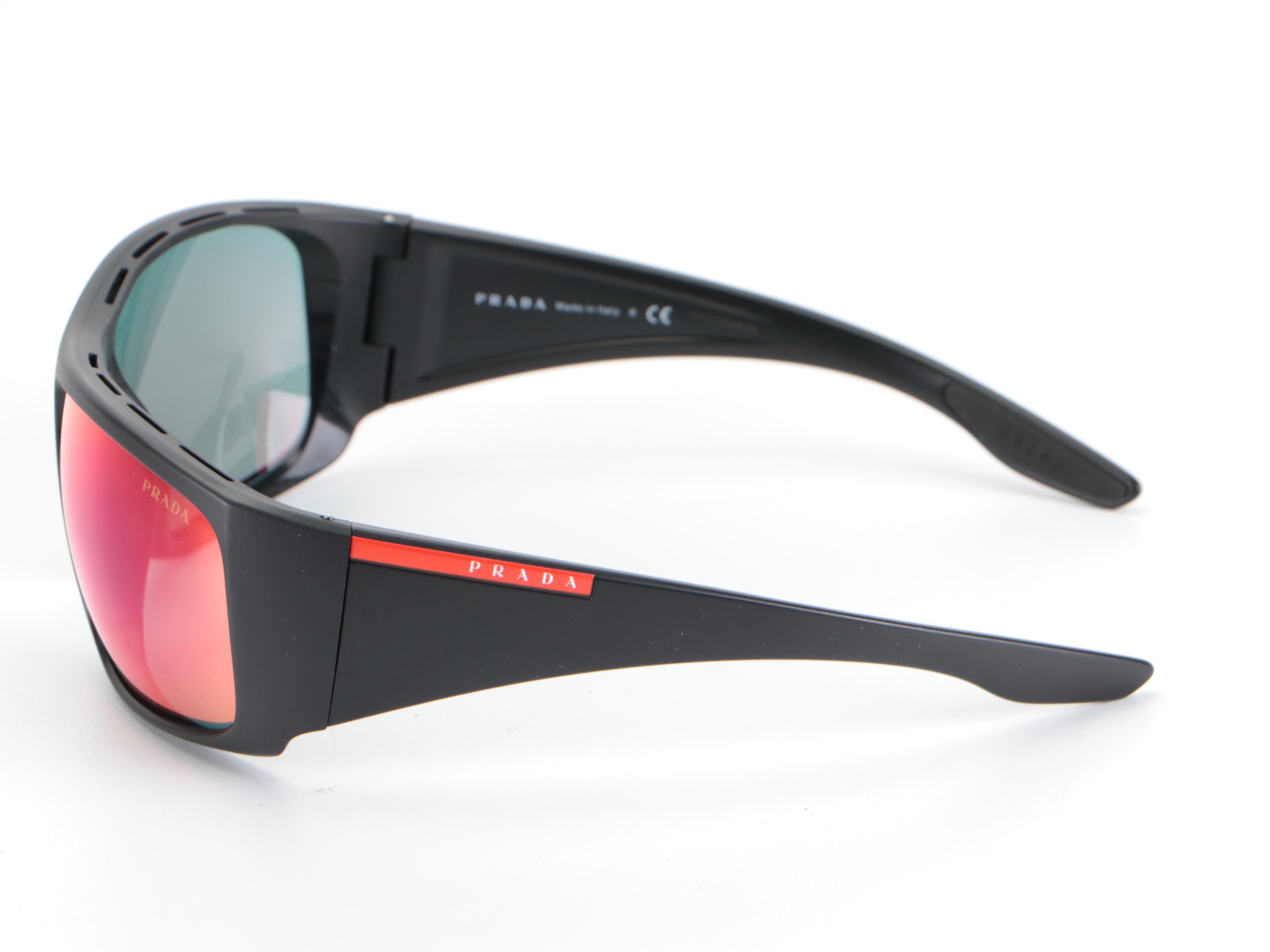 Prada Linea Rossa SPS 04V Shield Polarized Sunglasses in Black with Case