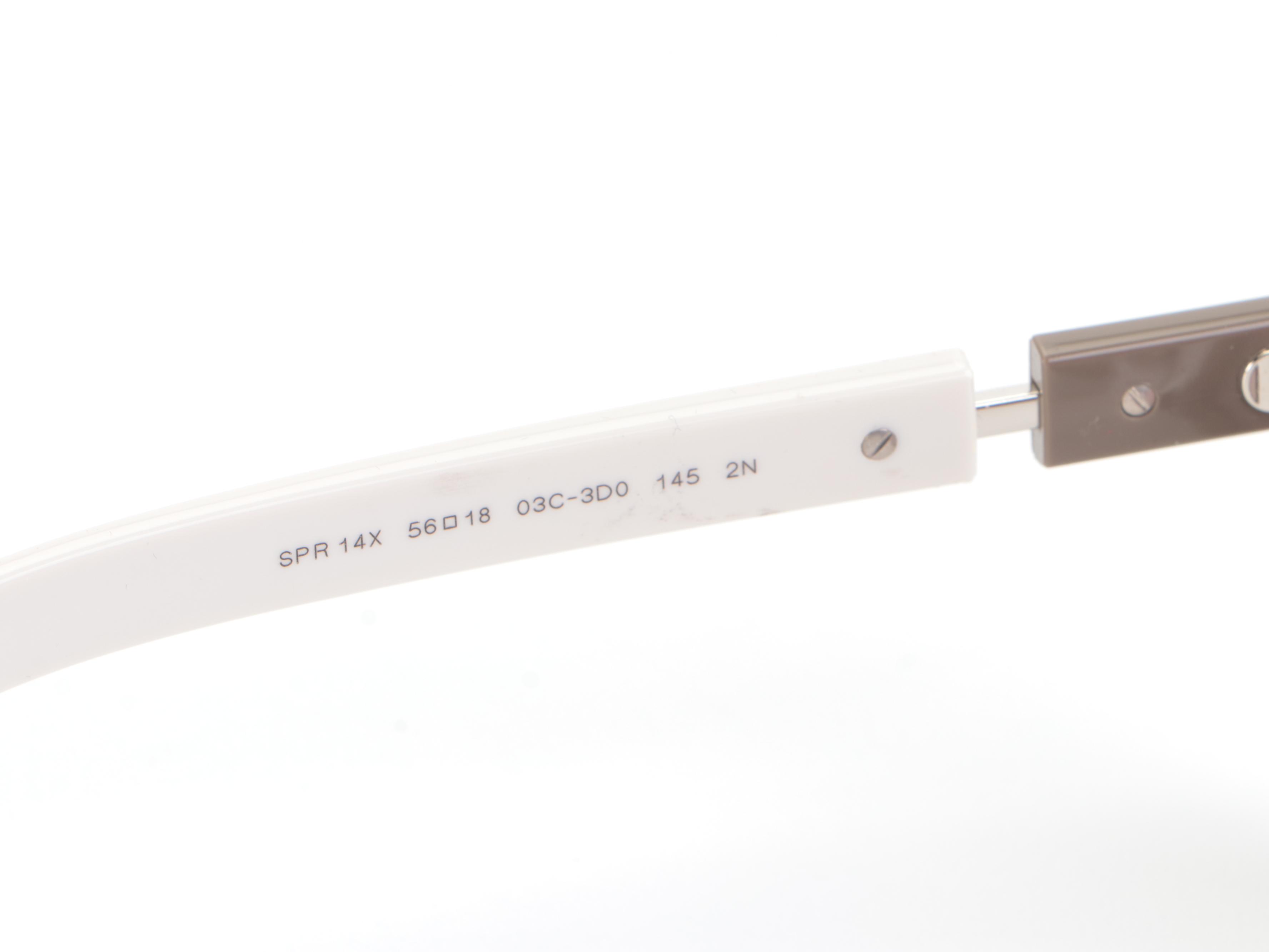 Prada SPR 14X Rectangular Sunglasses in Taupe and White with Case and Box