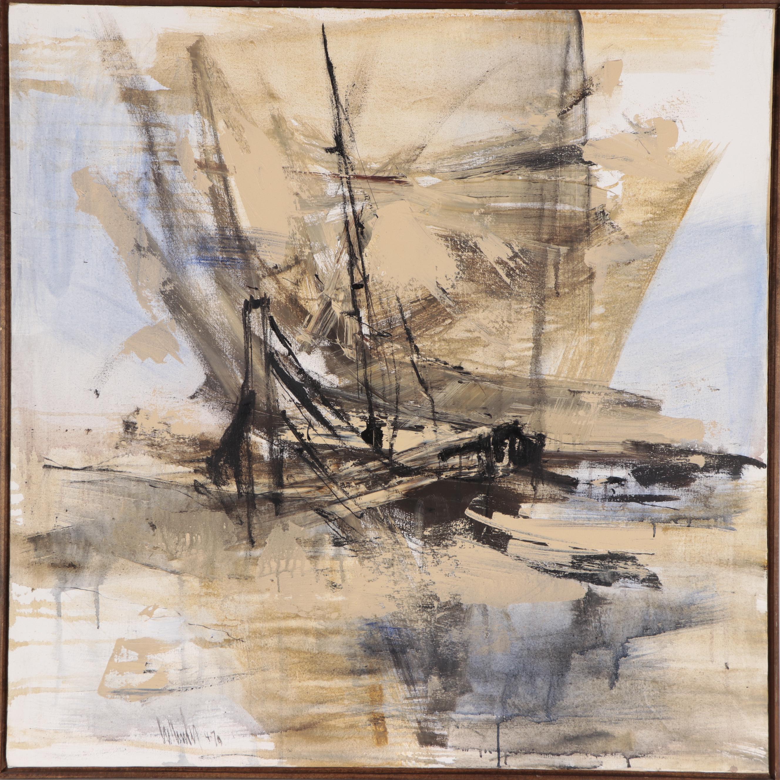 Gino Hollander Large-Scale Abstract Oil Painting, 1979