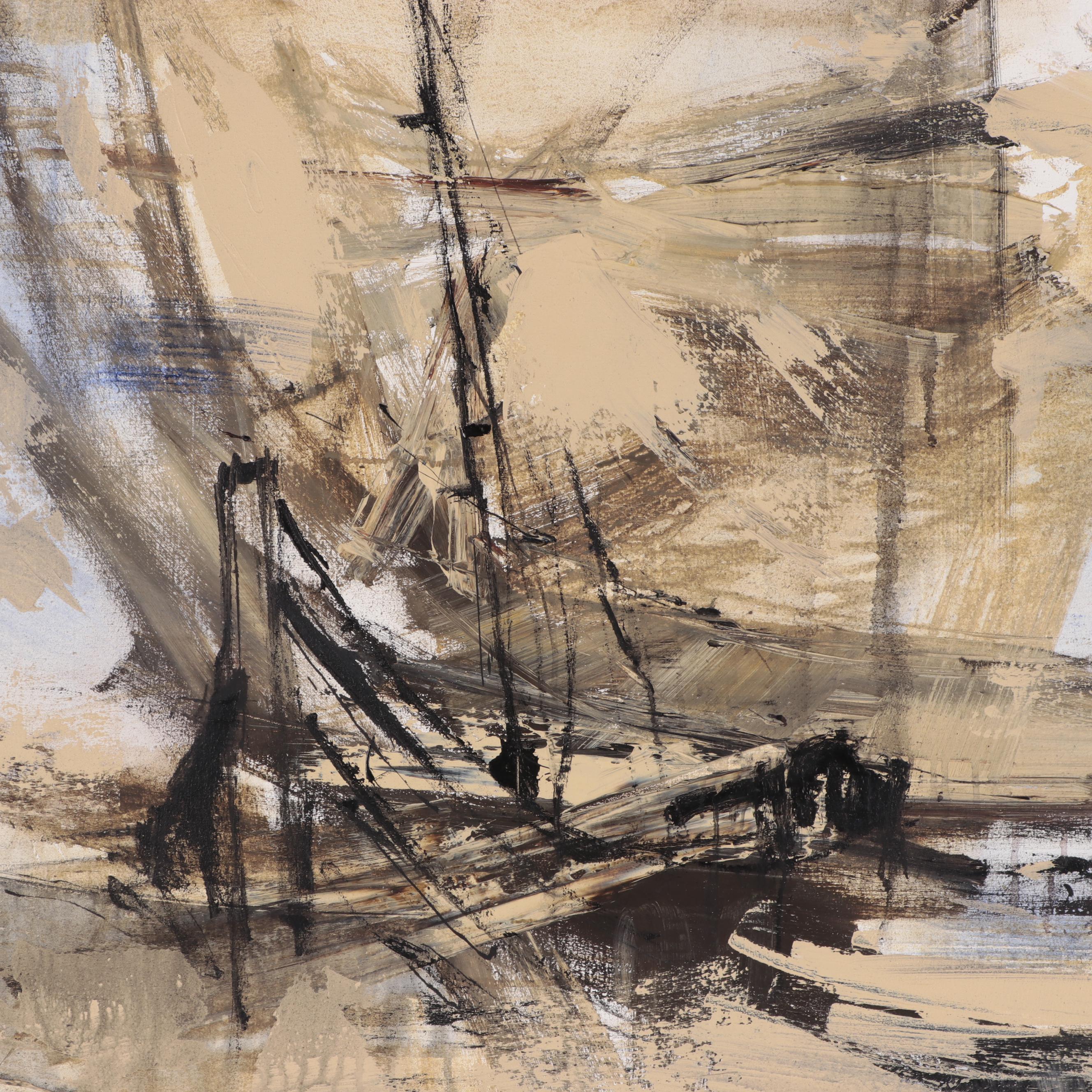 Gino Hollander Large-Scale Abstract Oil Painting, 1979