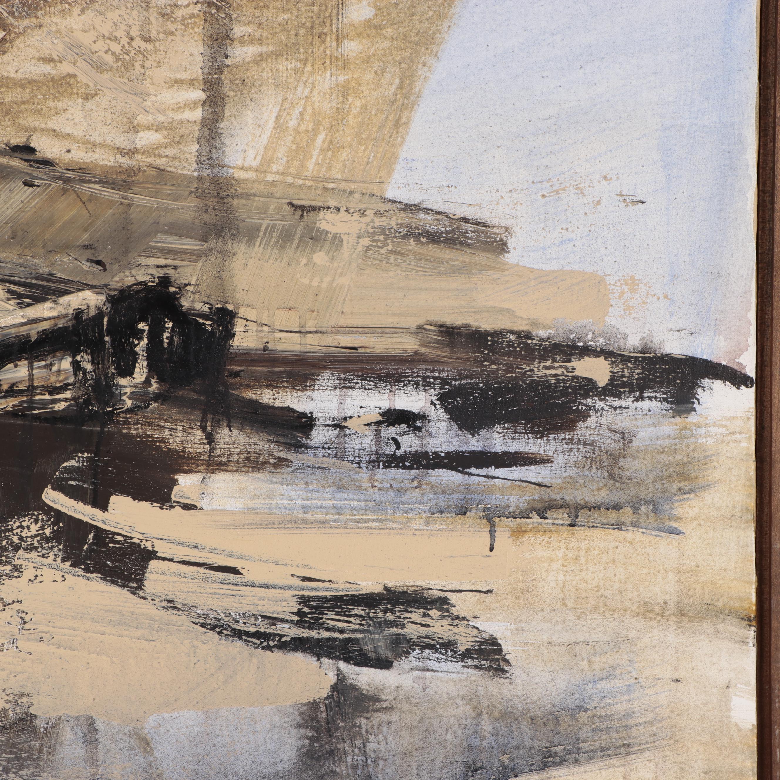 Gino Hollander Large-Scale Abstract Oil Painting, 1979