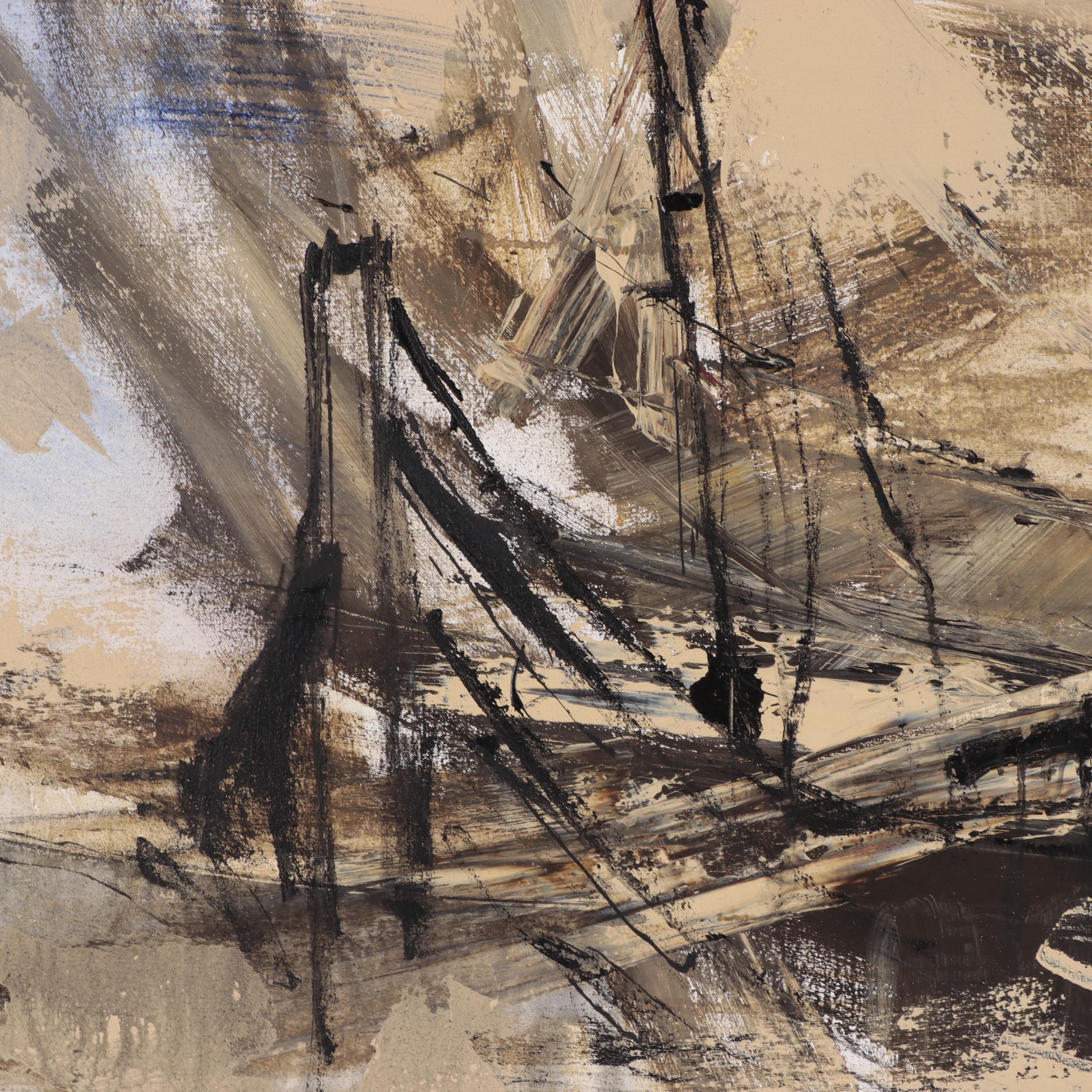 Gino Hollander Large-Scale Abstract Oil Painting, 1979