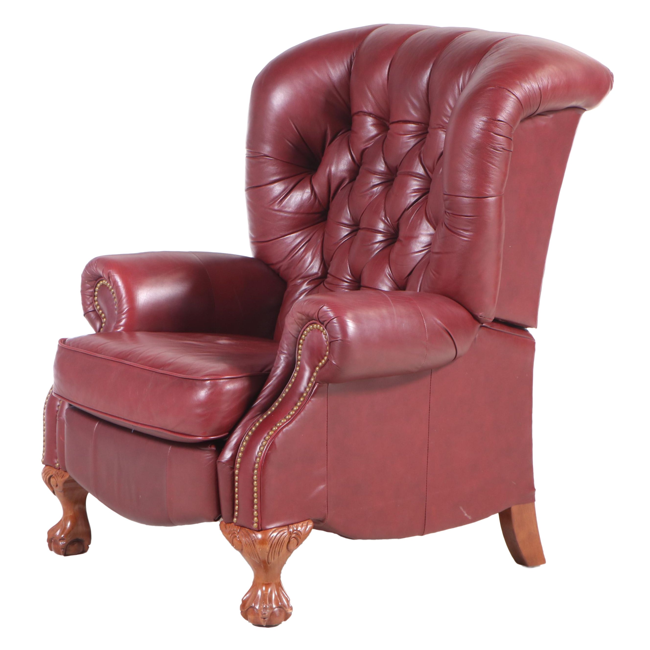 La-Z-Boy Classics Chippendale Style Tacked and Buttoned-Down Leather Recliner