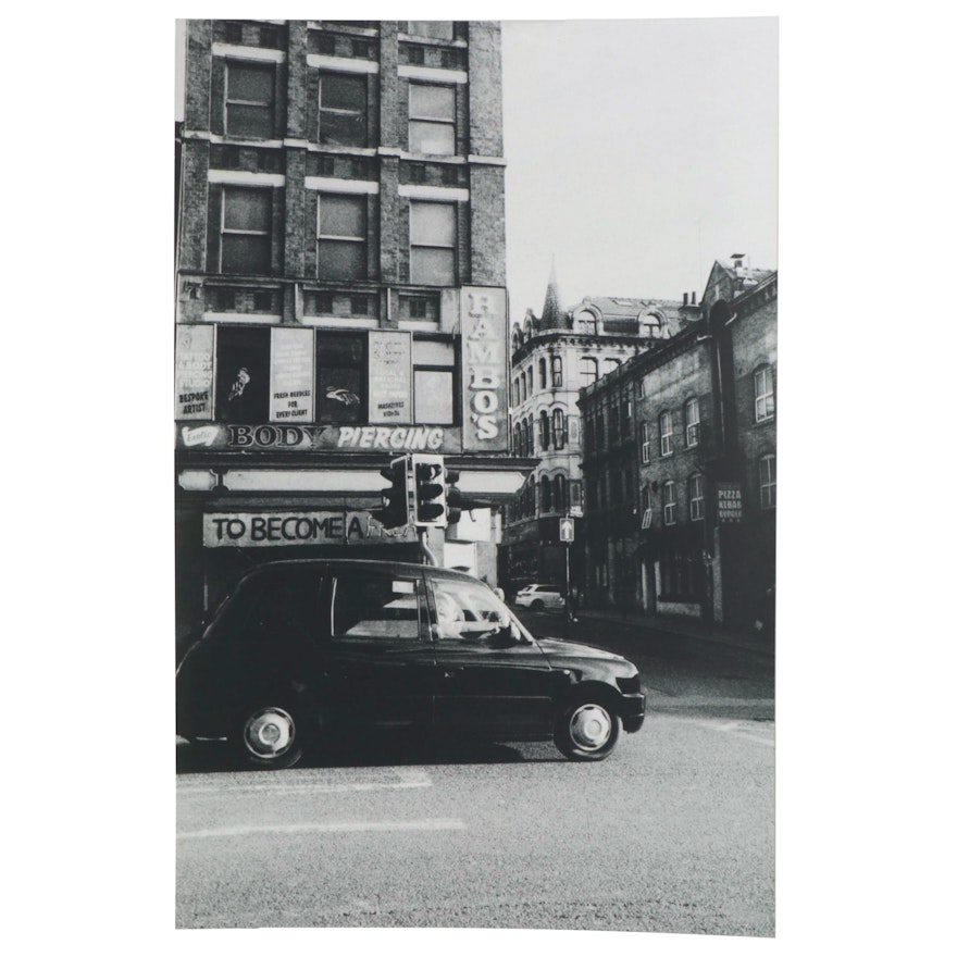 Jaime Bird Black-and-White Digital Photograph of a Street Scene, 2021