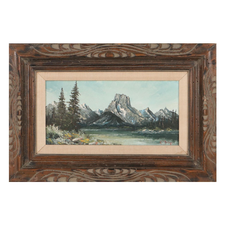Keith Fay Oil Painting of Mount Moran, Late 20th Century