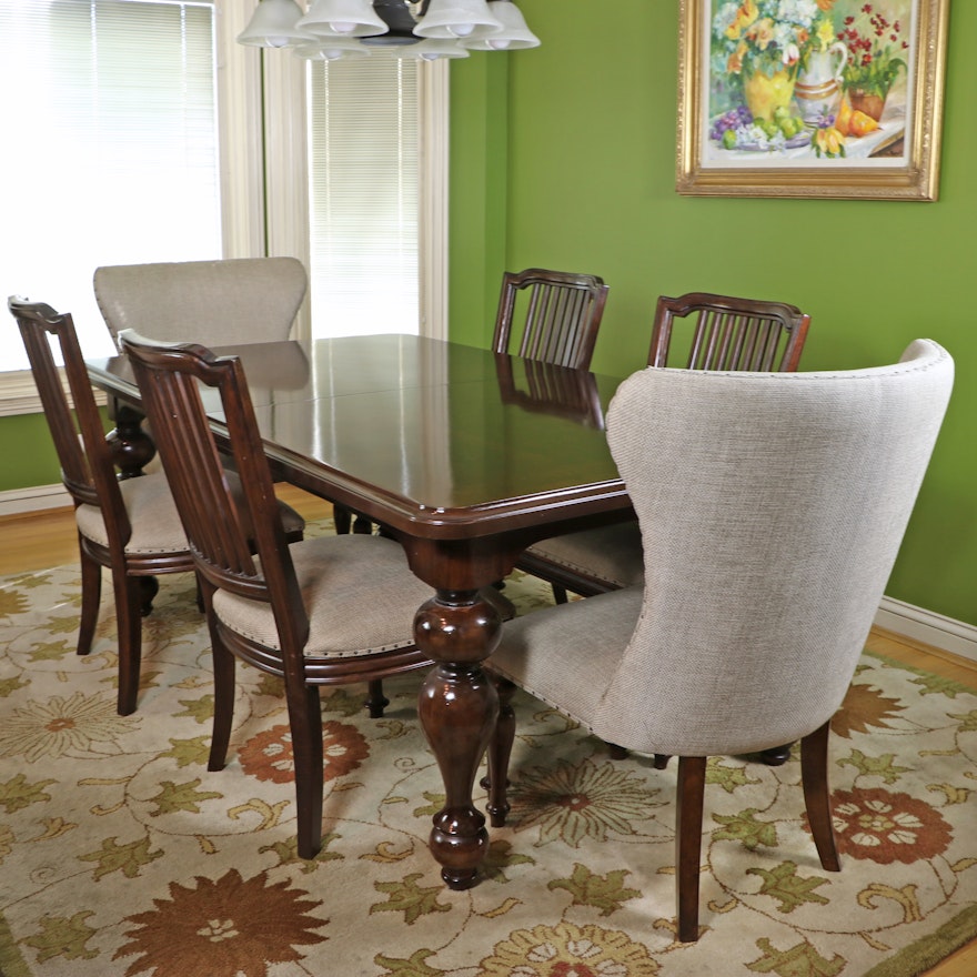 Macy's Extendable Dining Table with Leaf and Six Chairs