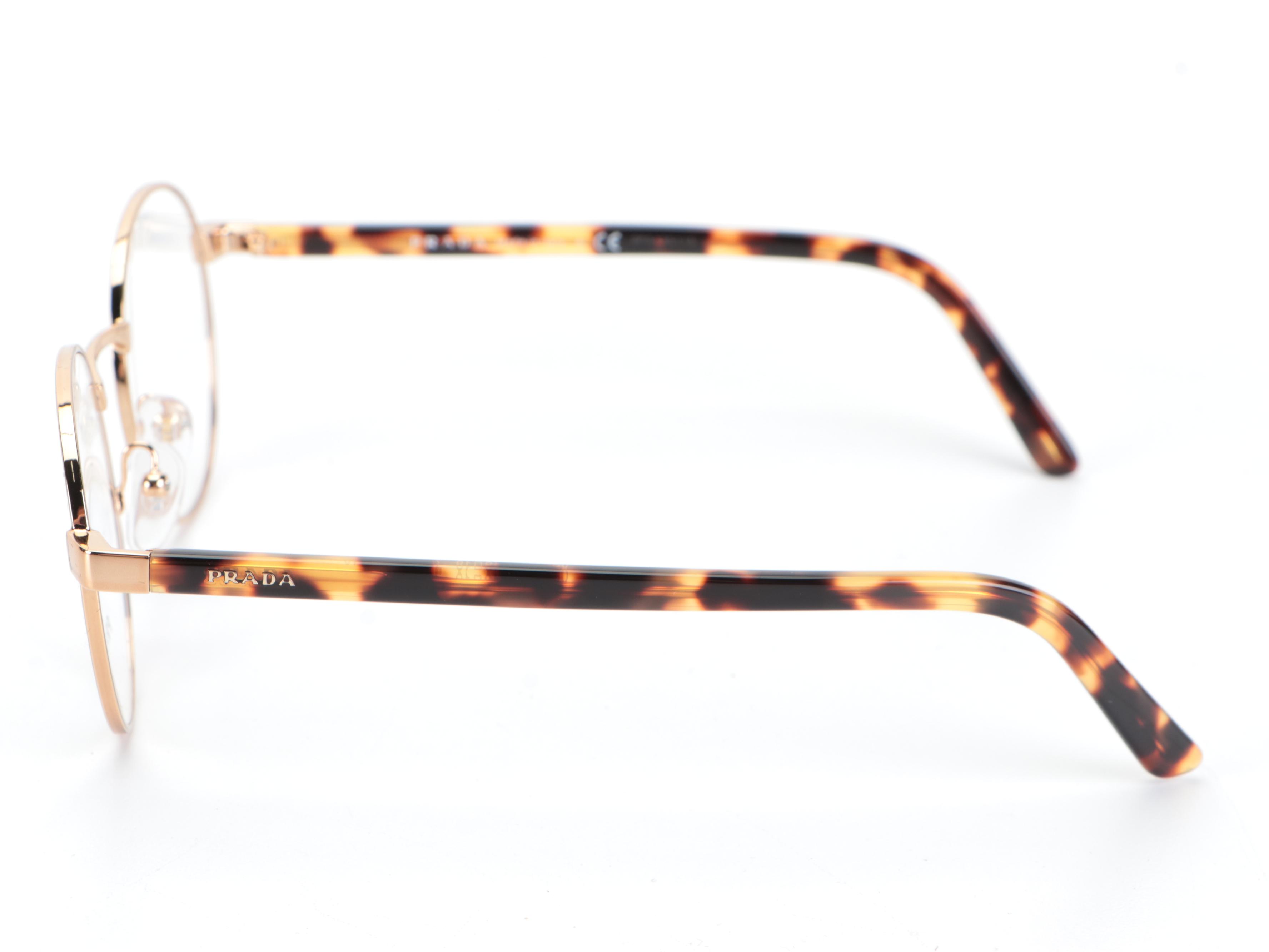 Prada VPR52X Havana Round Optical Frames with Case and Box