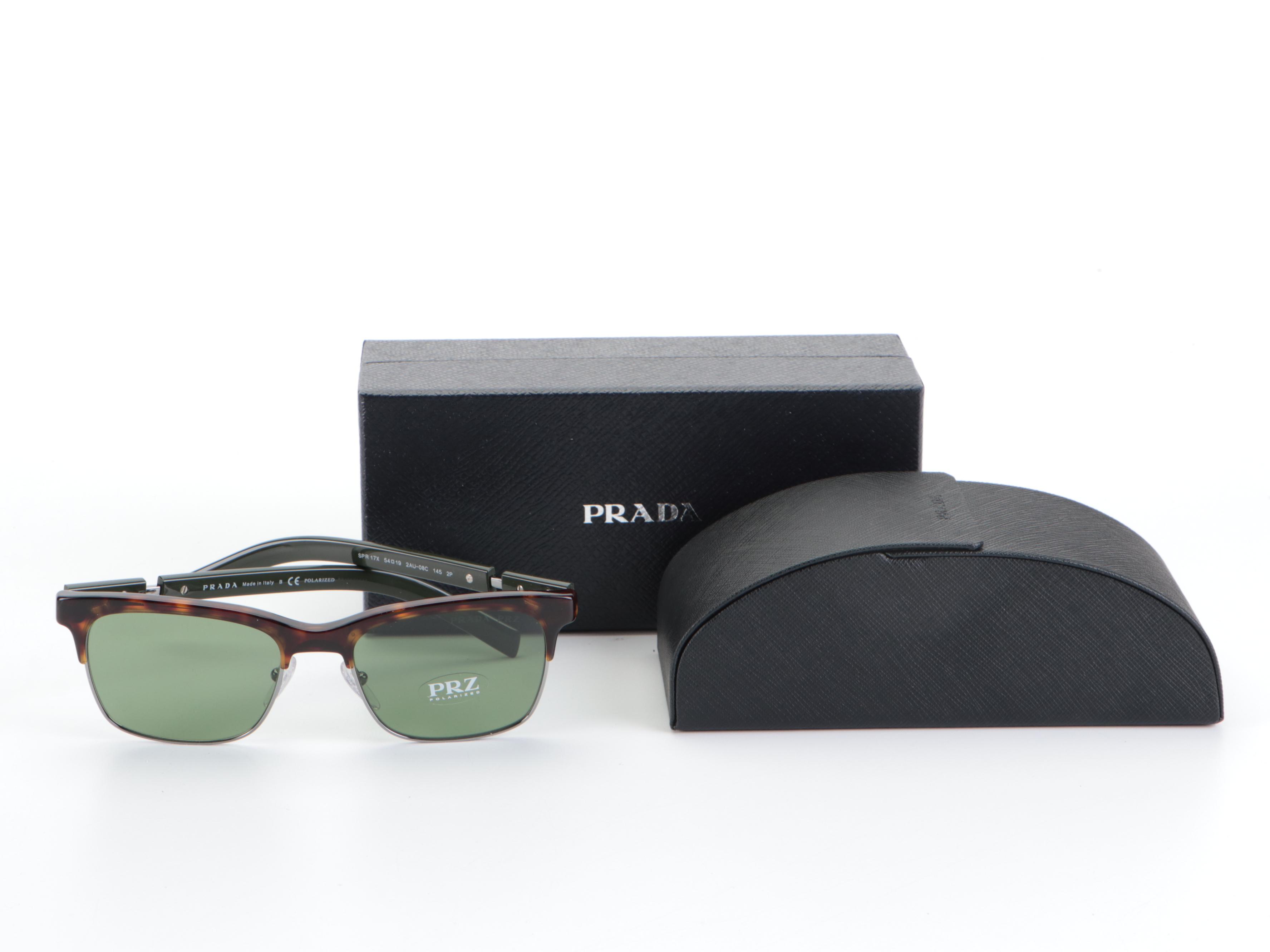 Prada SPR17X Polarized Havana Sunglasses with Case and Box