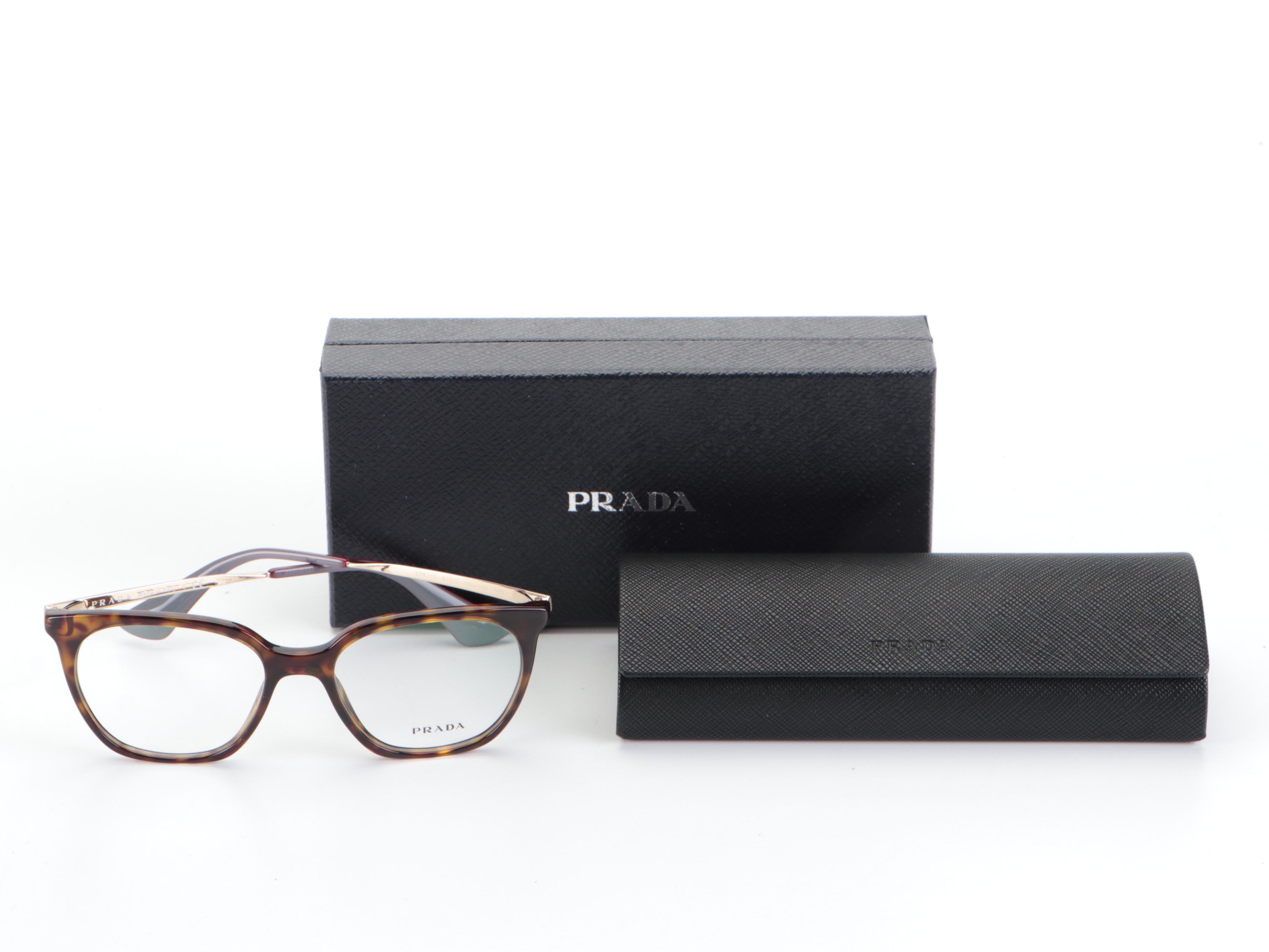 Prada VPR11T Havana Optical Frames with Case and Box