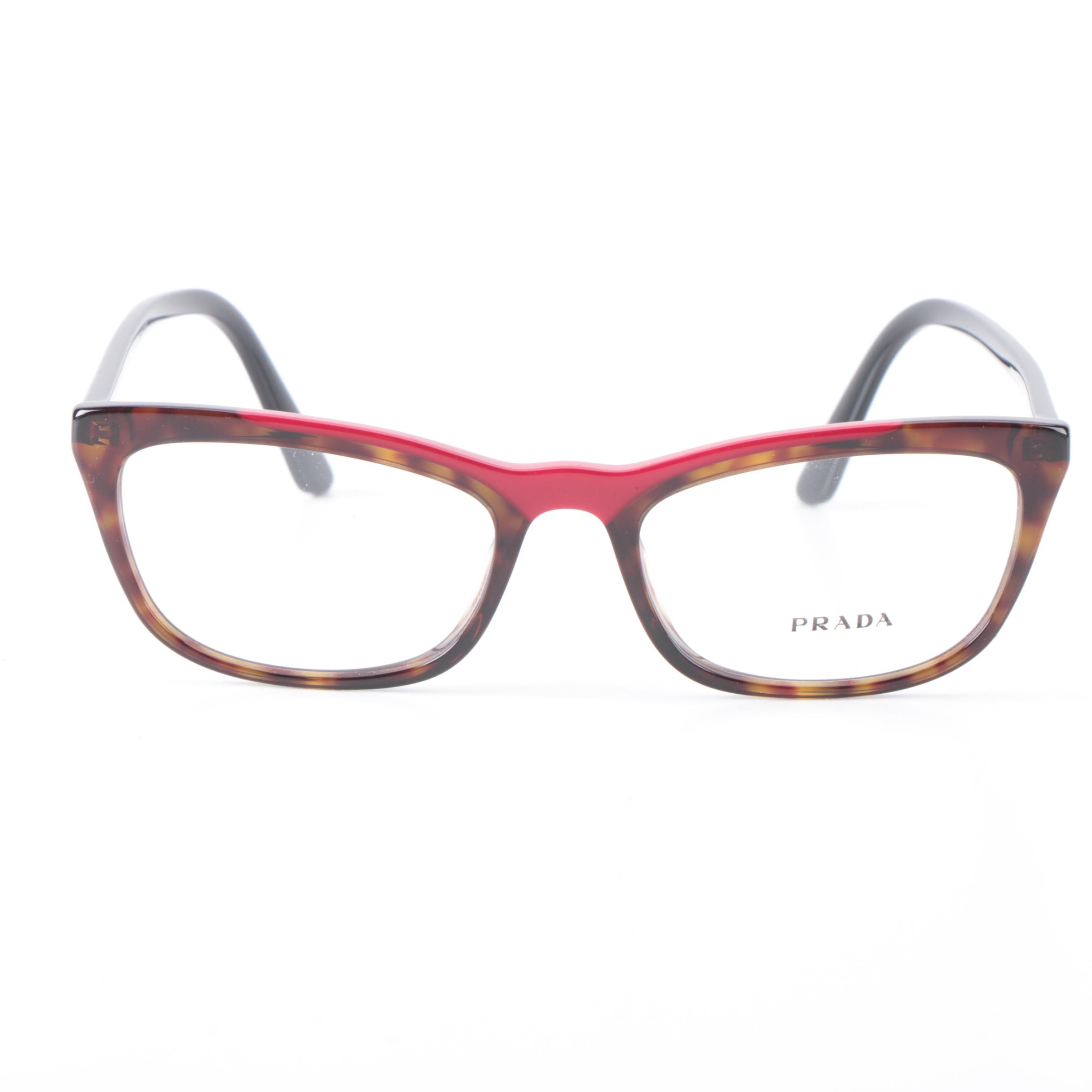 Prada VPR 10V Red and Havana Eyeglasses with Case