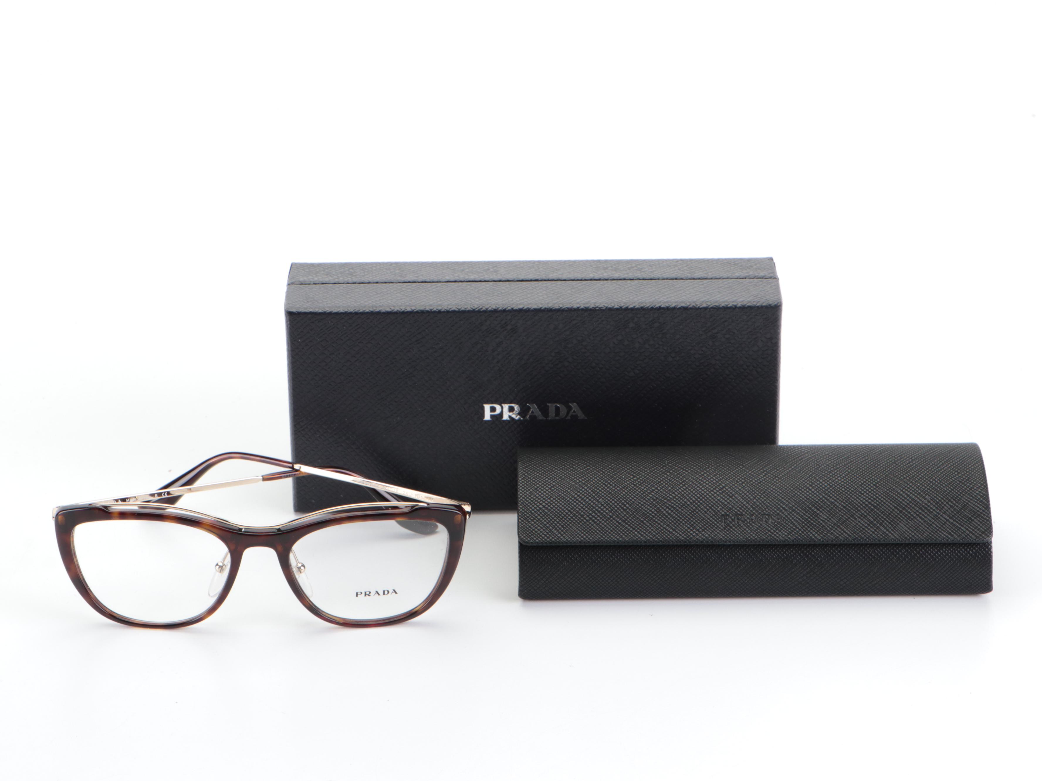 Prada VPR 04V Modified Cat Eye Eyeglasses with Case and Box