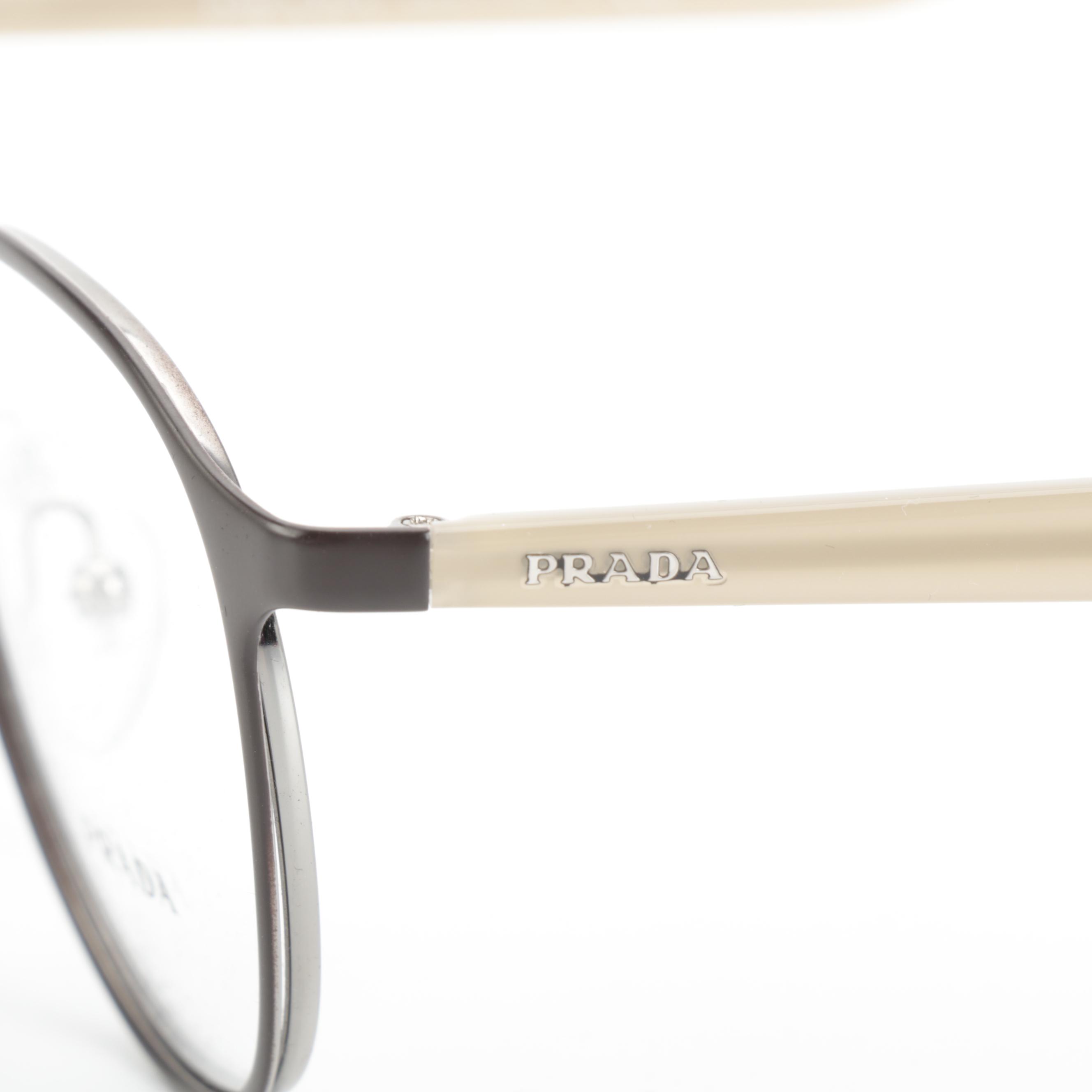 Prada VPR60T Journal Round Wire Frame Eyeglasses with Case