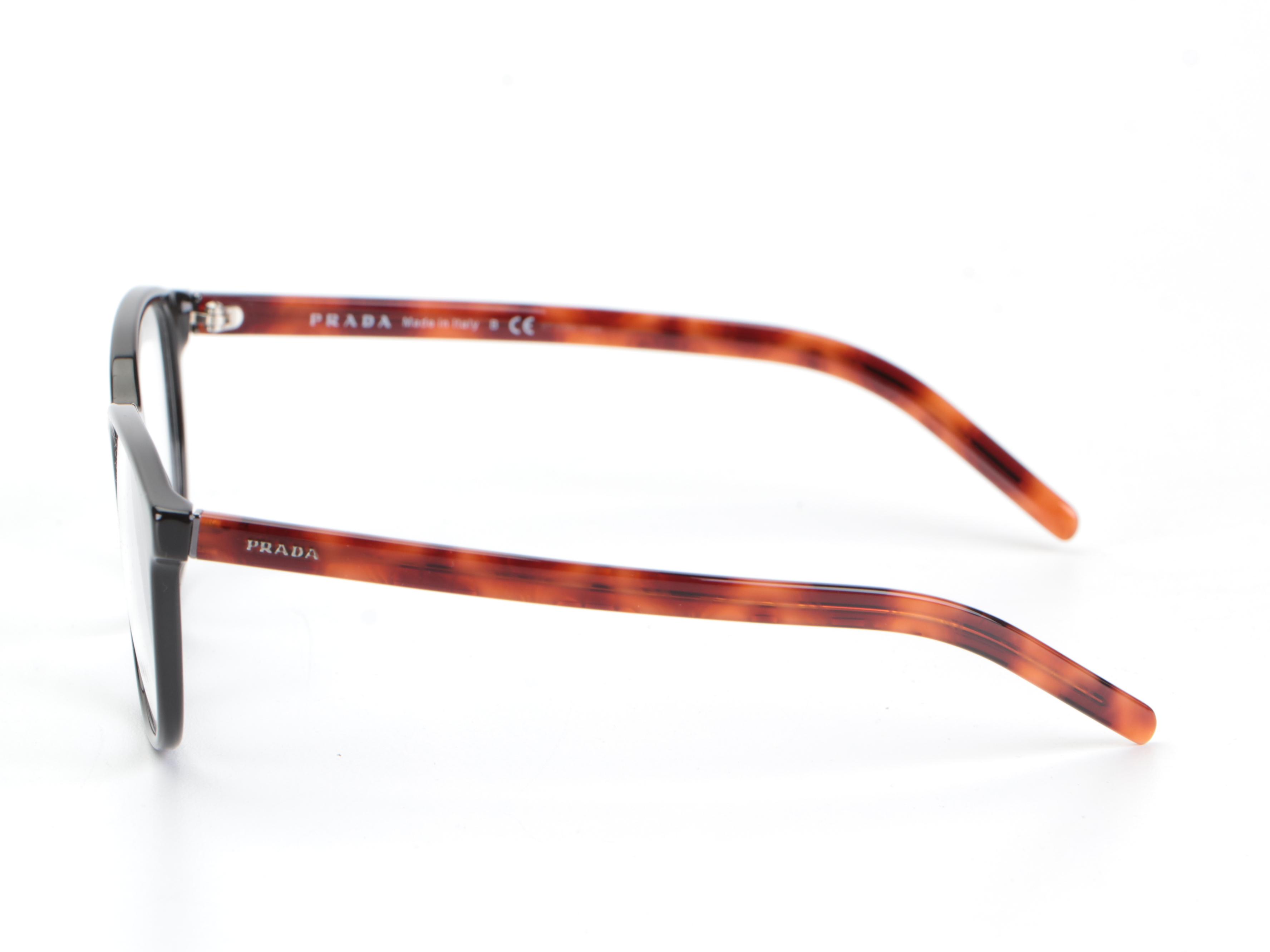 Prada VPR 07X Browline Eyeglasses in Black/Tortoise with Box and Case