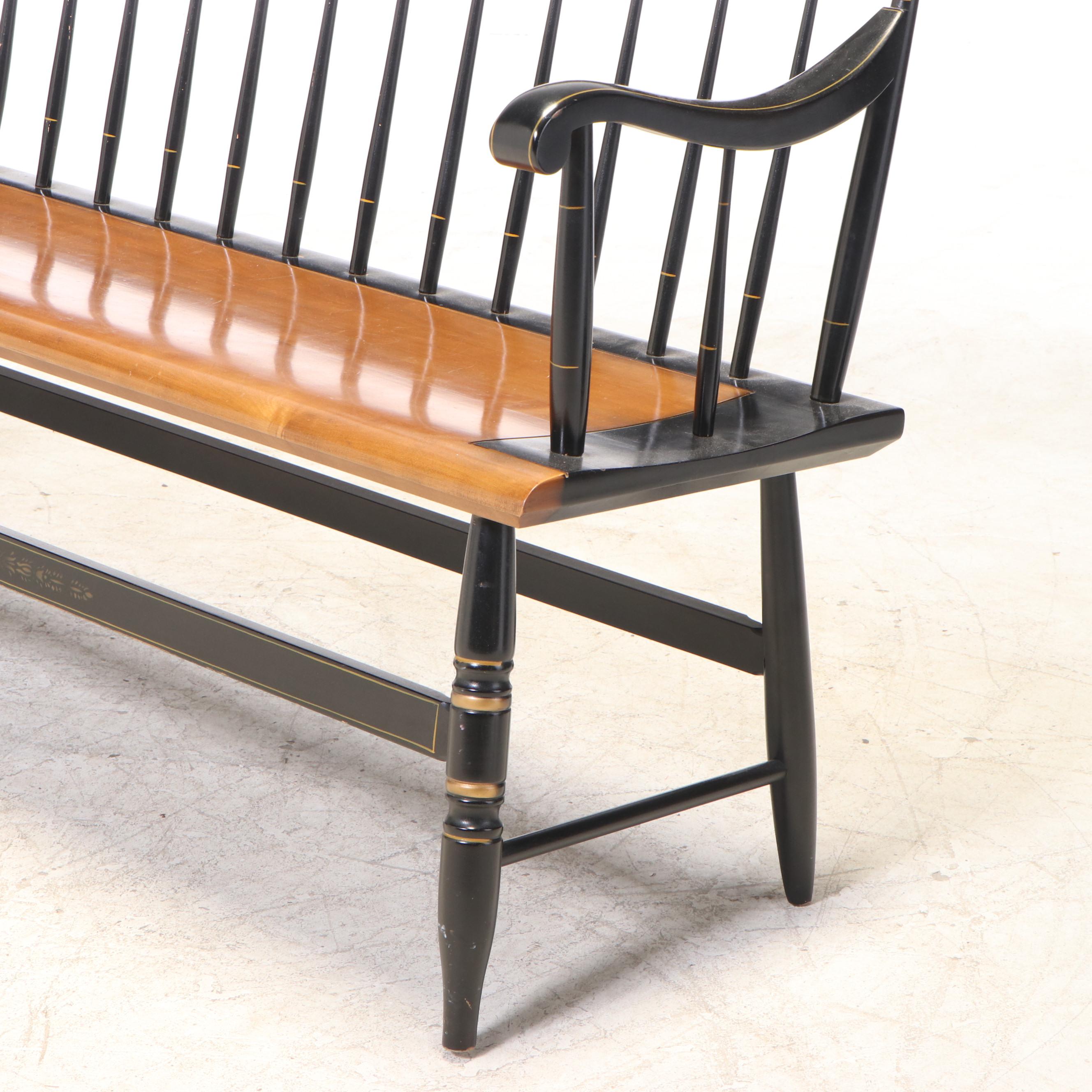 L. Hitchcock Federal Style Stenciled Maple Bench