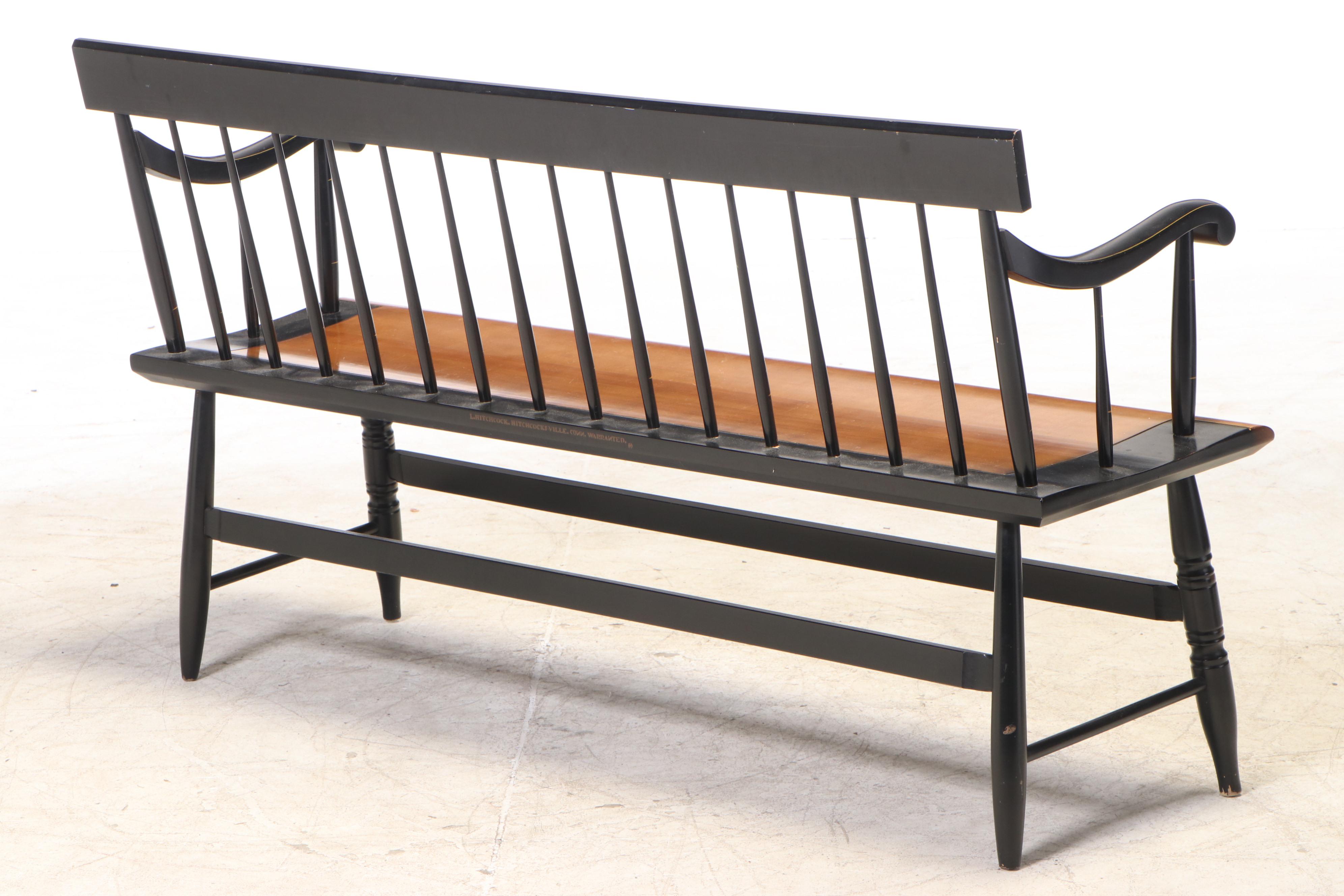 L. Hitchcock Federal Style Stenciled Maple Bench