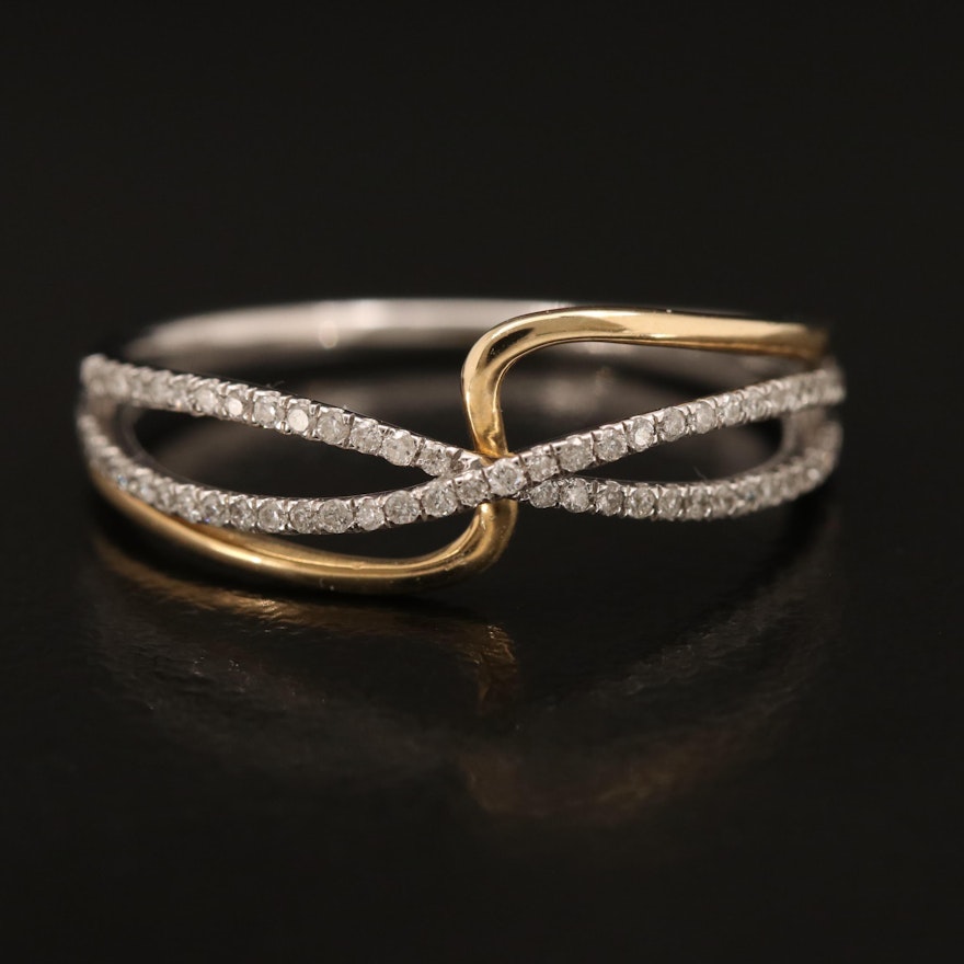 14K 0.18 CTW Diamond Crossover Band