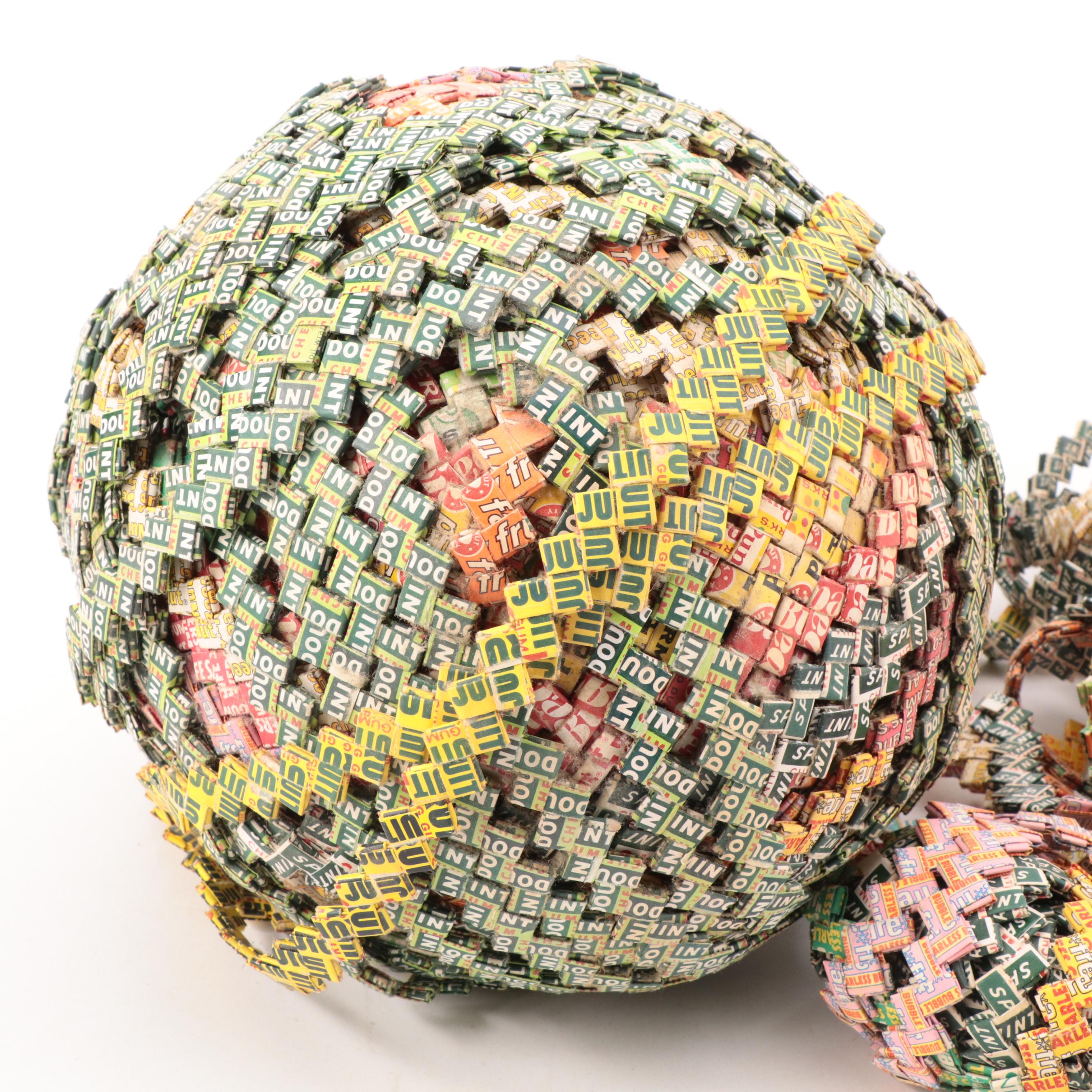 Folk Art Chewing Gum Wrapper Chain, Mid-Late 20th Century