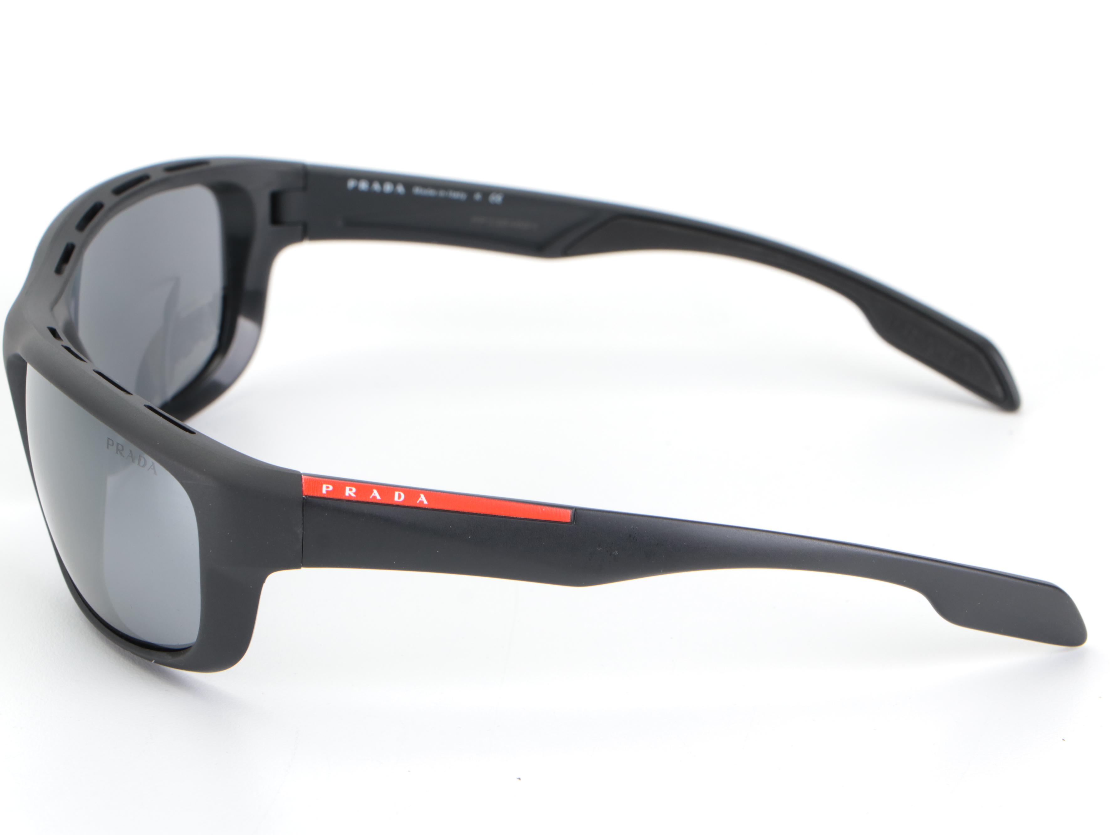 Prada Linea Rossa SPS 13U Sunglasses in Black Matte Frame with Slip Case and Box