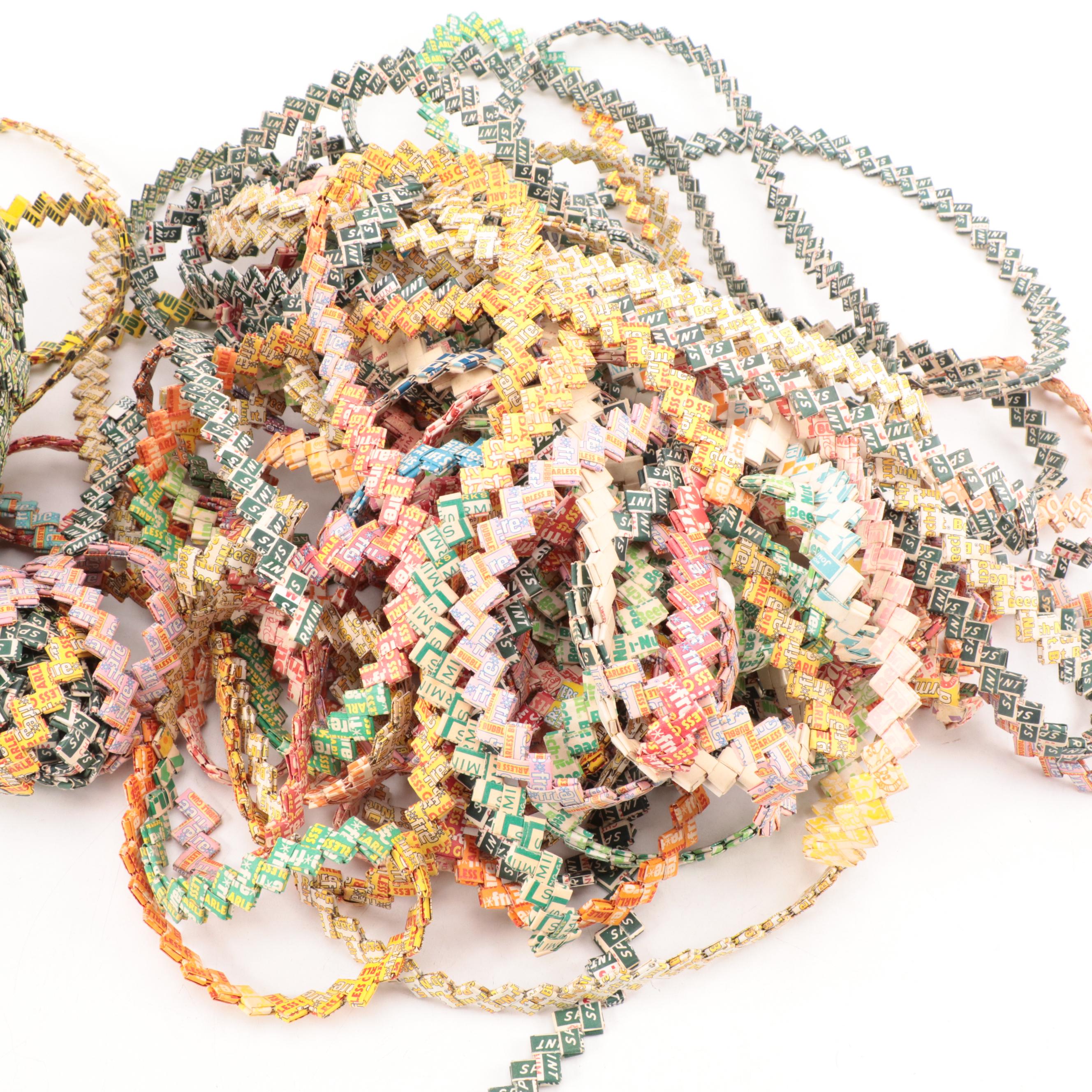 Folk Art Chewing Gum Wrapper Chain, Mid-Late 20th Century