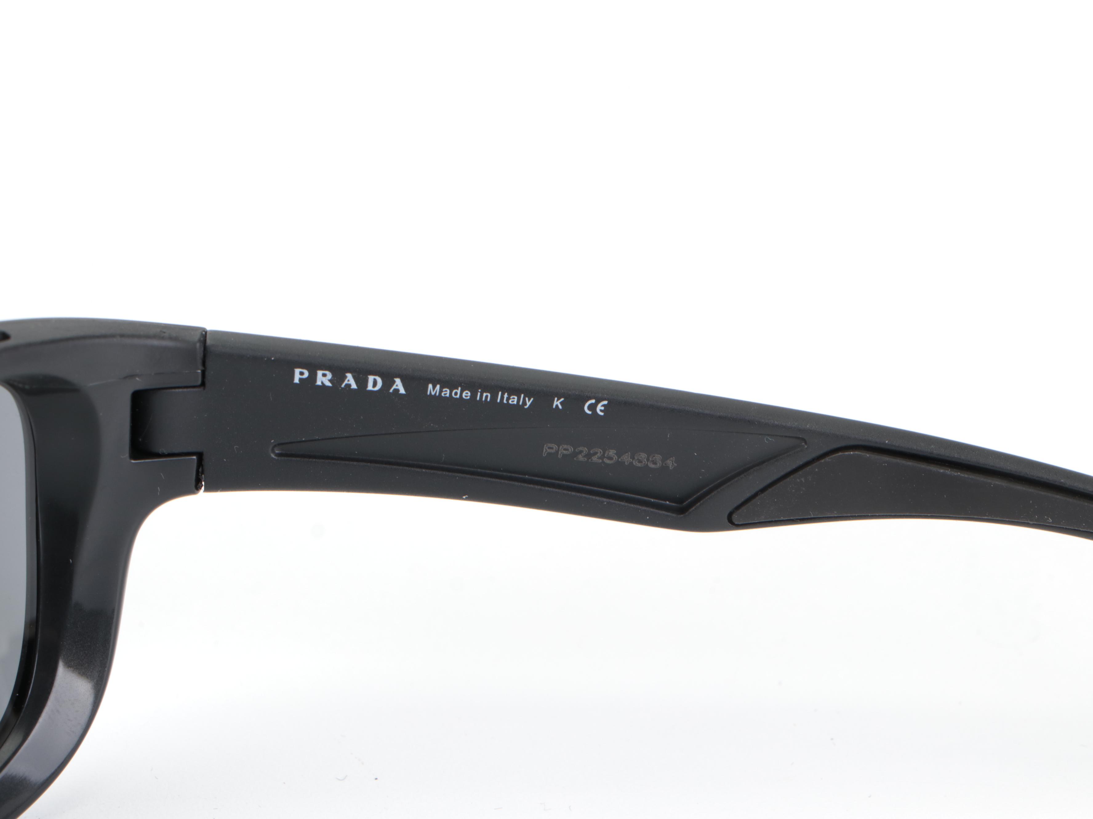 Prada Linea Rossa SPS 13U Sunglasses in Black Matte Frame with Slip Case and Box