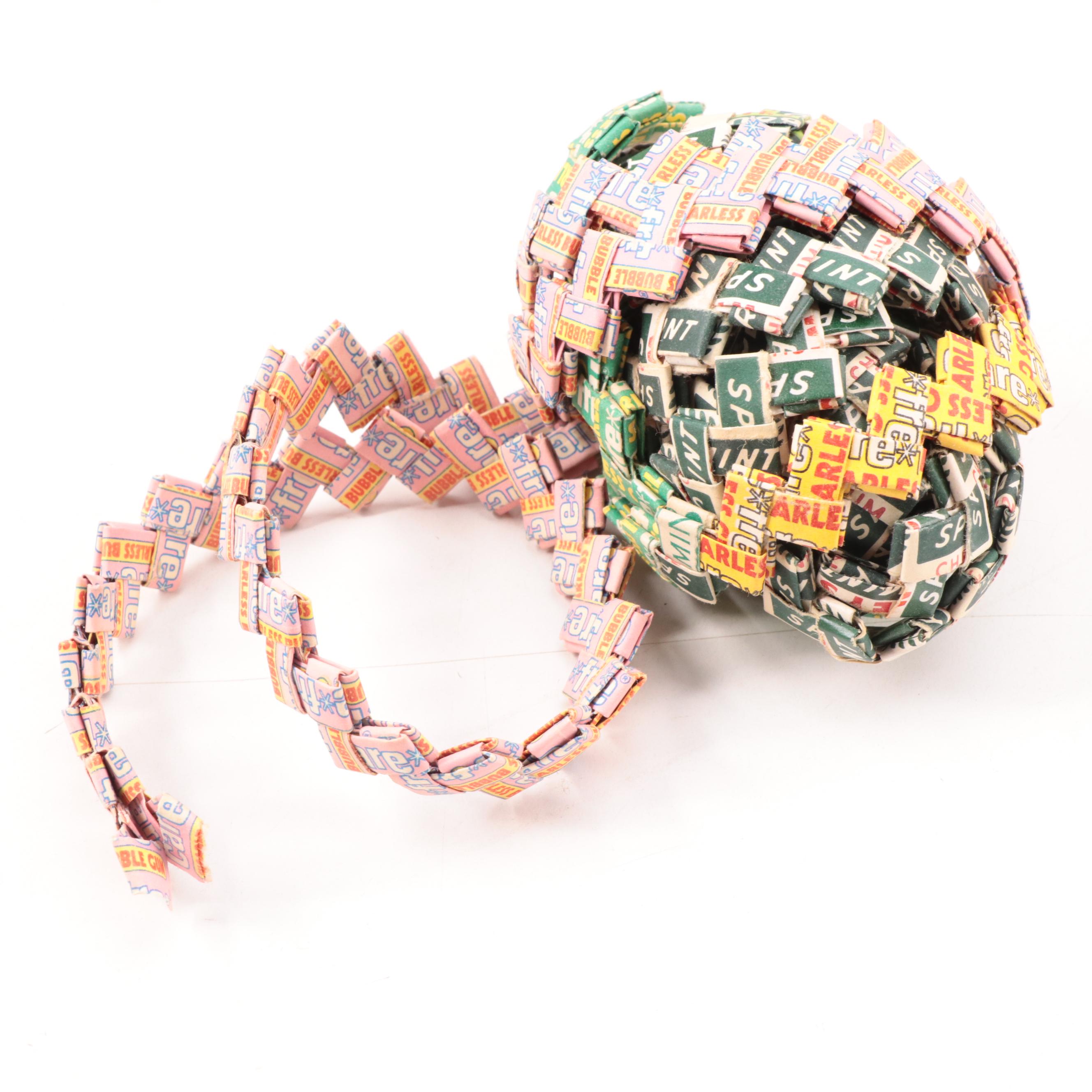 Folk Art Chewing Gum Wrapper Chain, Mid-Late 20th Century