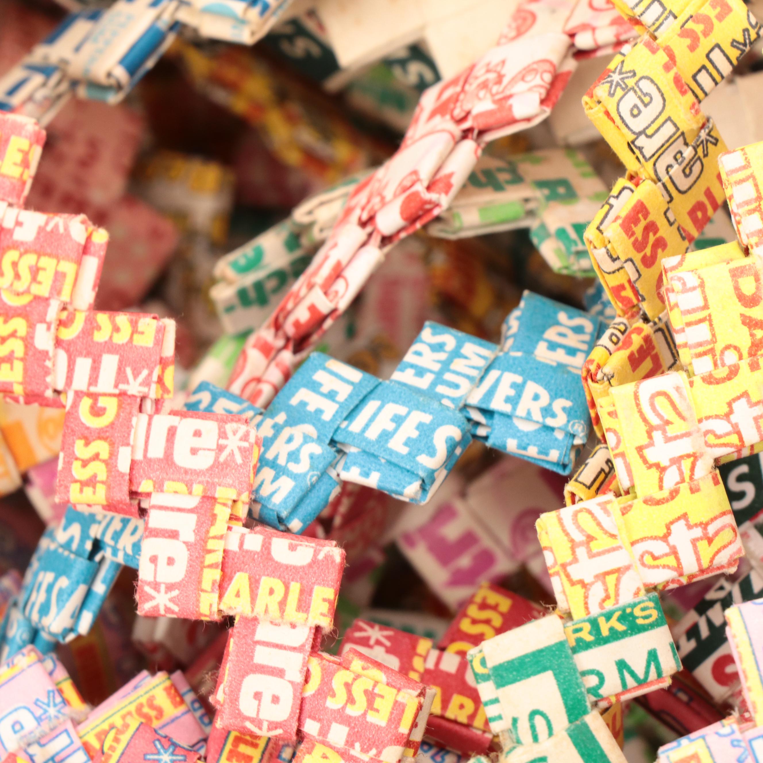 Folk Art Chewing Gum Wrapper Chain, Mid-Late 20th Century