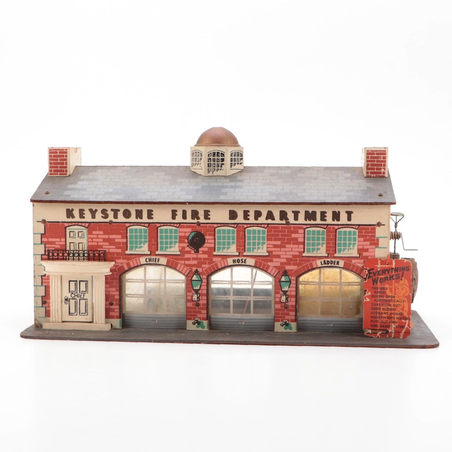 Keystone Wood Toys Wooden Firehouse Playset, Mid-20th Century