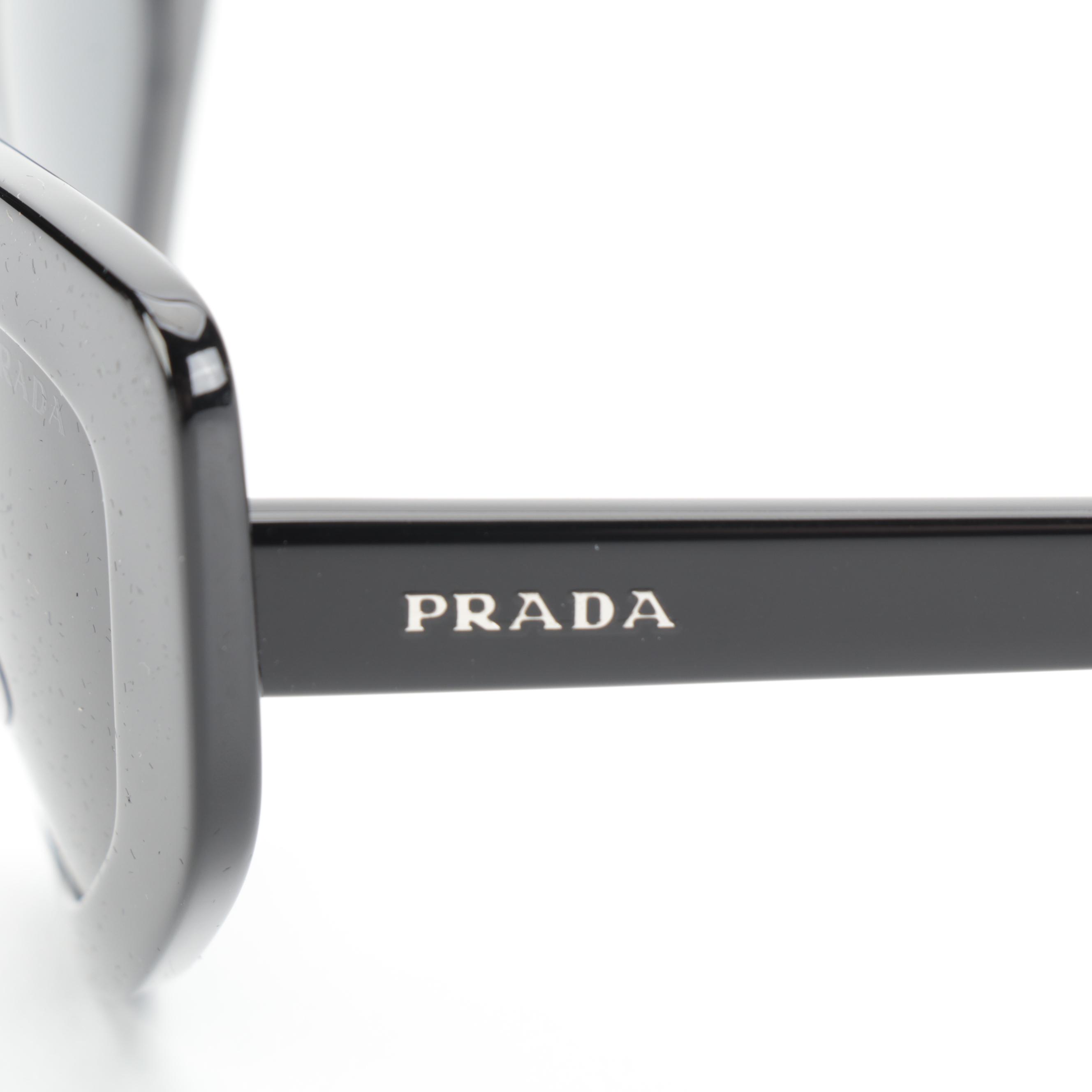 Prada SPR 11V Modified Cat Eye Sunglasses in Black with Case