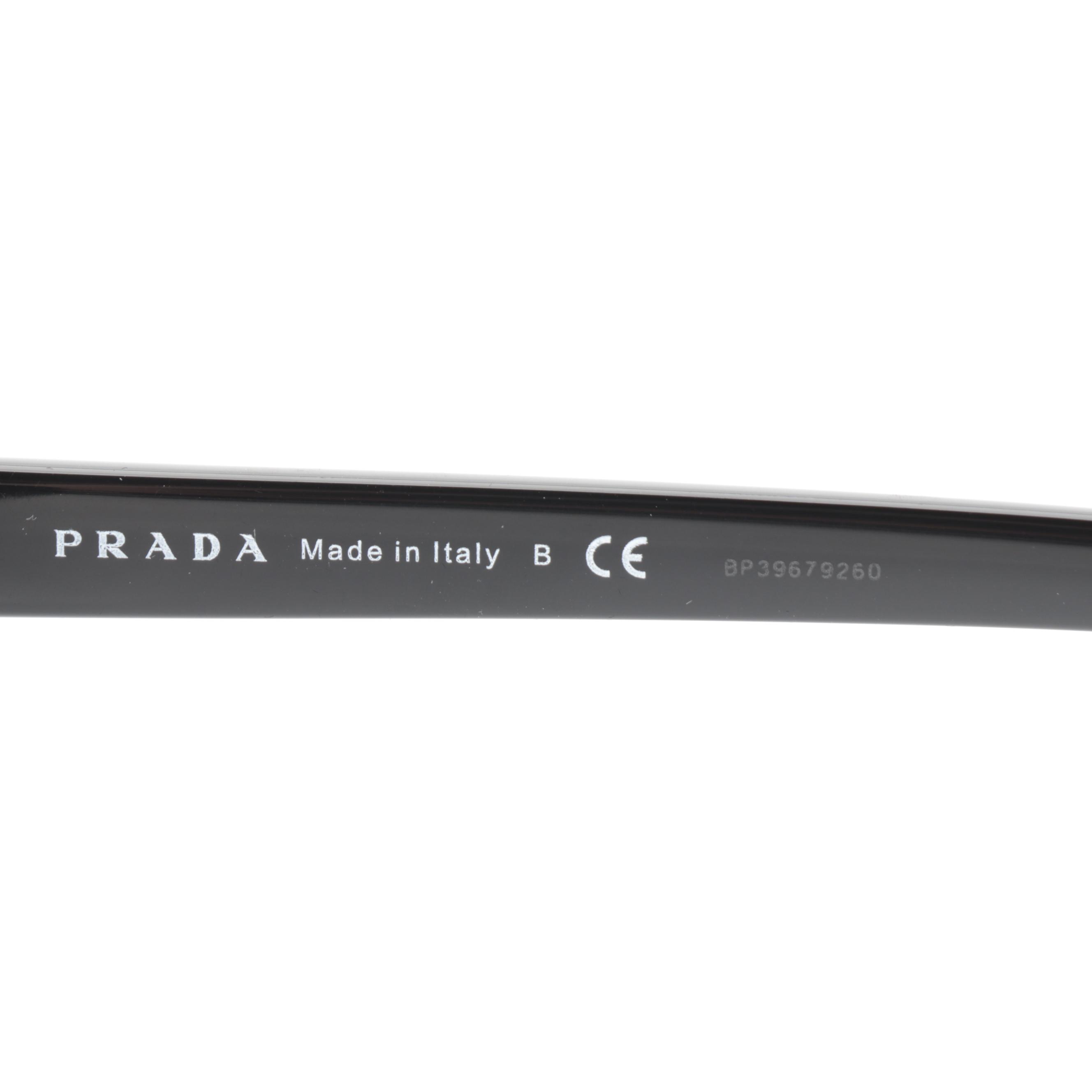 Prada SPR 11V Modified Cat Eye Sunglasses in Black with Case