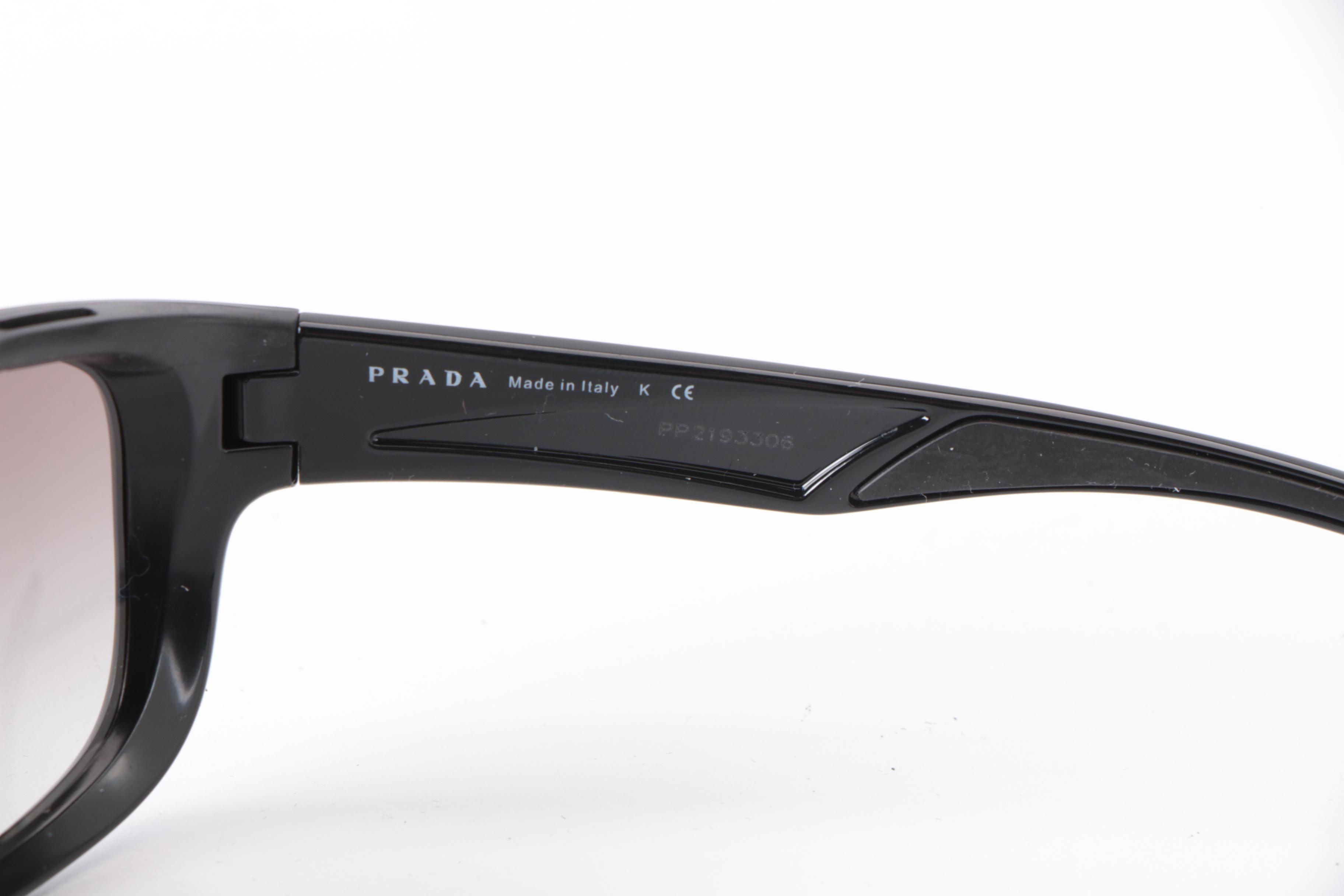 Prada Linea Rossa SPS 13U Sunglasses in Black with Soft Case and Box