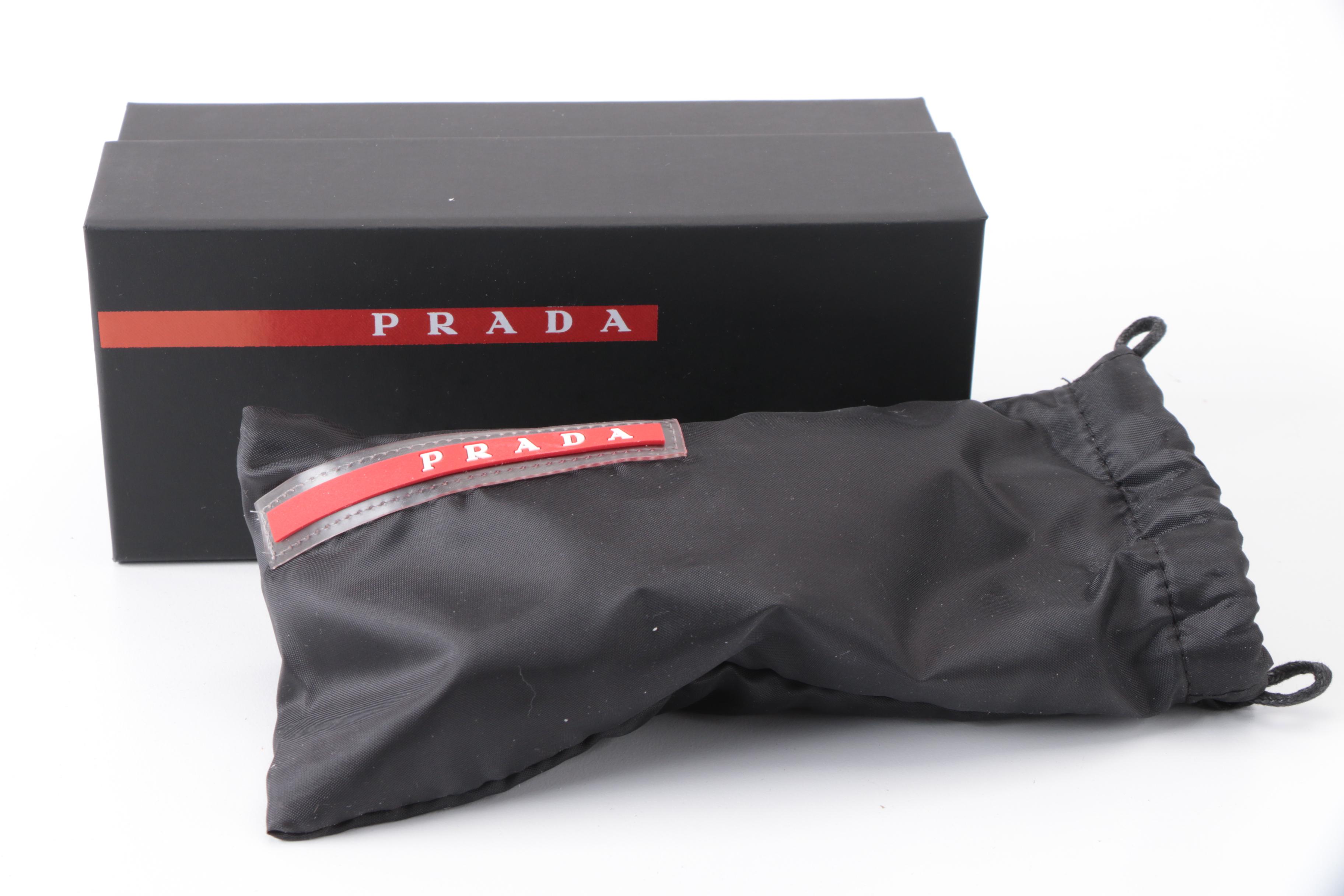 Prada Linea Rossa SPS 13U Sunglasses in Black with Soft Case and Box