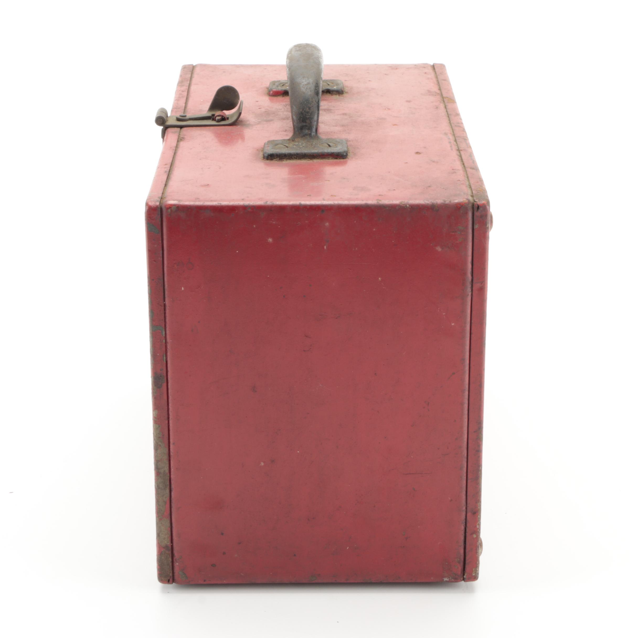 Shur-Stop Glass Fire Extinguisher Grenades in Metal Case, Mid-20th C
