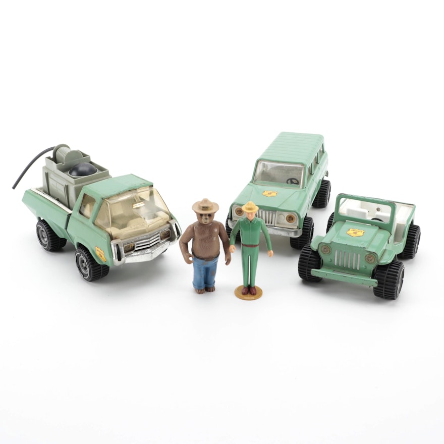 Tonka Smokey The Bear Ranger Vehicles with Smokey and Ranger Figurines