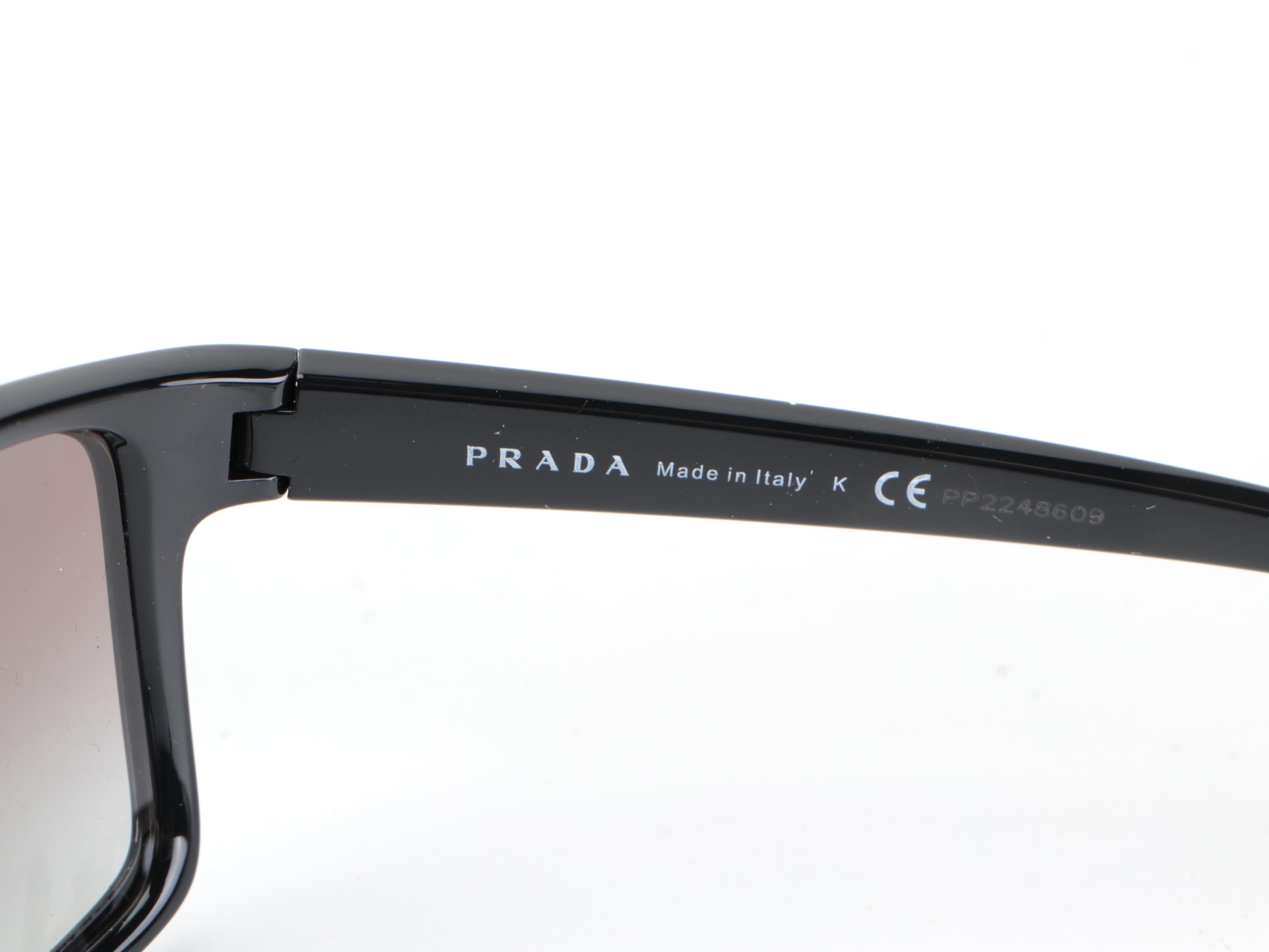 Prada Linea Rossa SPS11U Rectangular Sunglasses in Black with Slip Case and Box